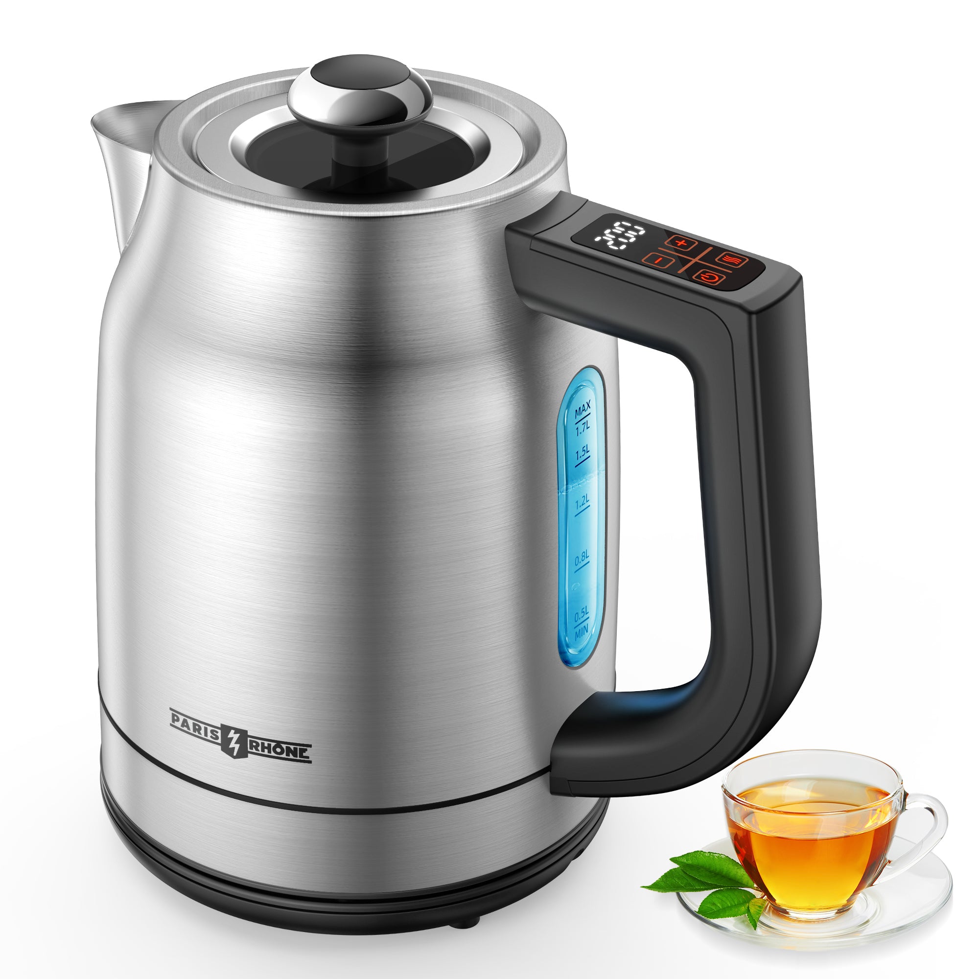 Paris Rhône EK024 Stainless Steel Electric Kettle, 1.7L 1500W Kettle with 13 Temperature Settings, Strix Thermostat, LED Display&Touch Control, Auto Shut-Off Protection, Boil Dry Protection