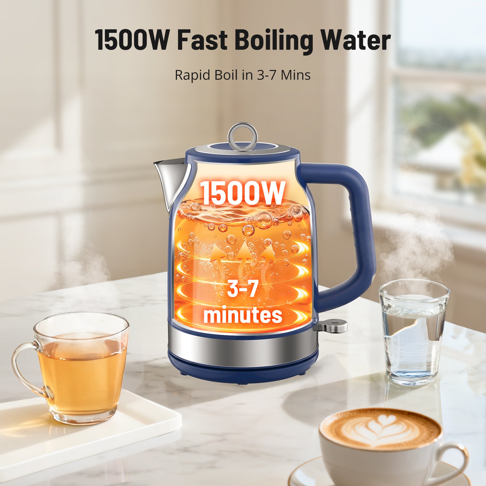 Electric Kettle PE-EK025, 1500W Hot Tea Kettle with Thermometer, Fast Heating, Cordless Design, LED Indicator, Auto Shut-Off & Boil Dry Protection (Copy) (Copy)