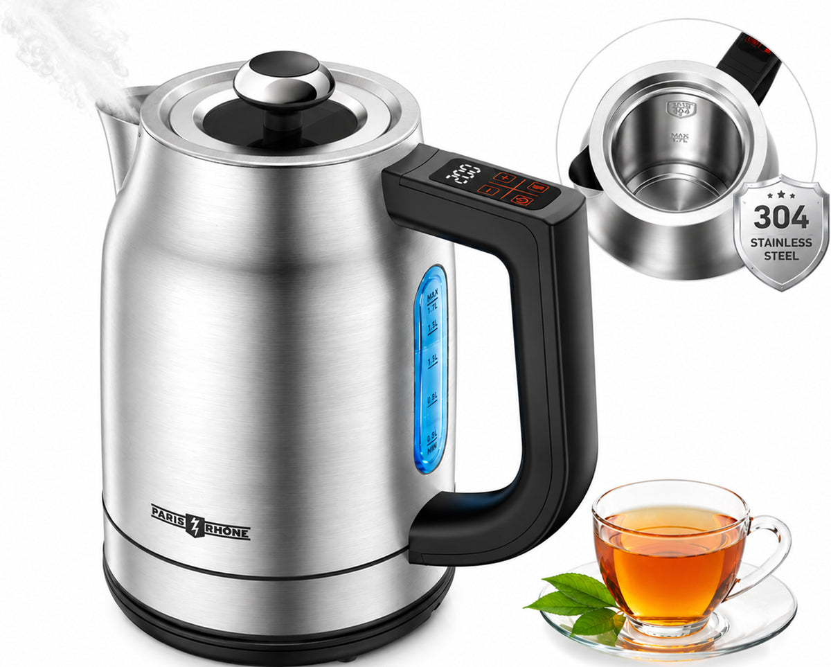 Paris Rhône EK024 Stainless Steel Electric Kettle, 1.7L 1500W Kettle with 13 Temperature Settings, Strix Thermostat, LED Display&Touch Control, Auto Shut-Off Protection, Boil Dry Protection