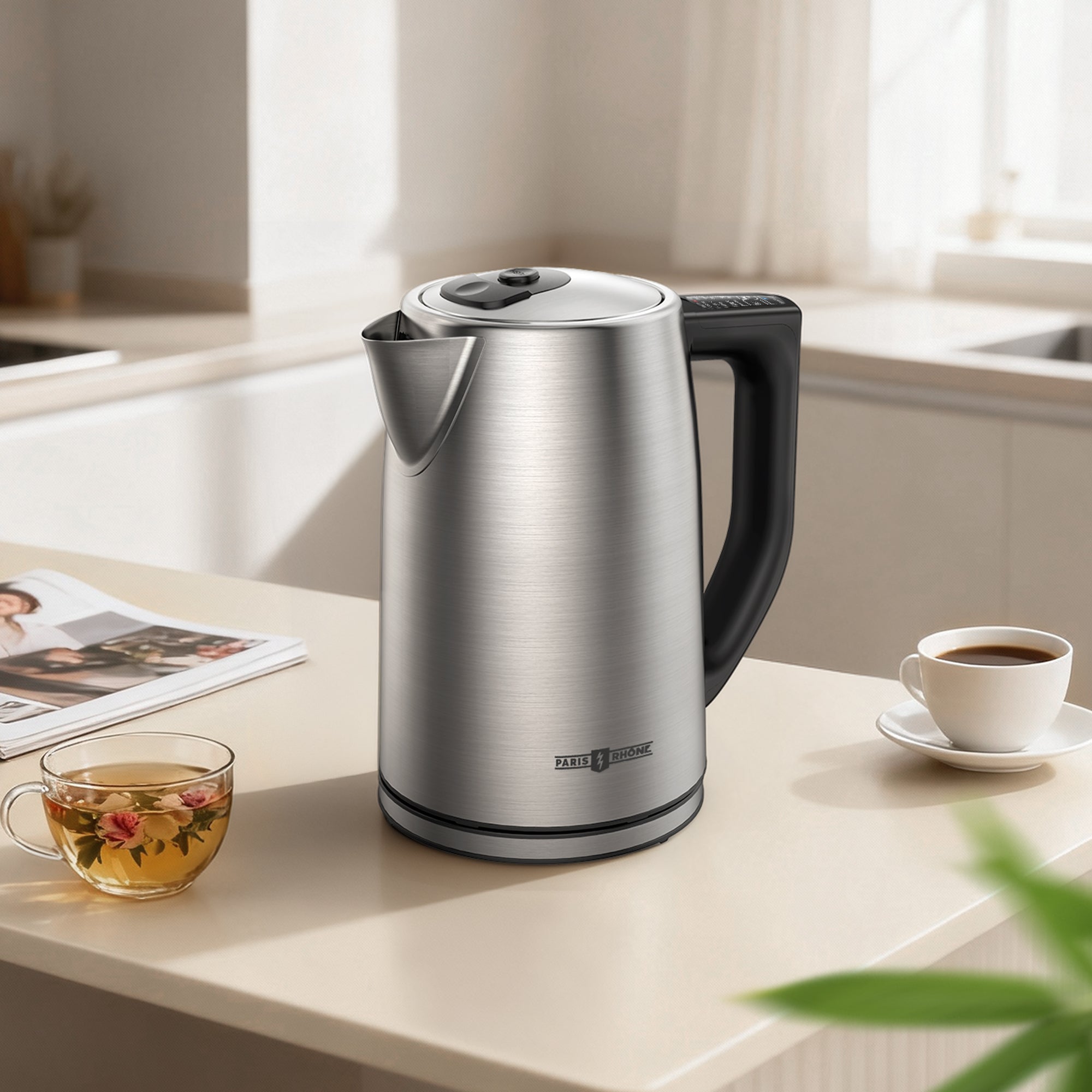 Paris Rhône Electric Kettle, Tea Kettle with 6 Temperature Settings, 1.7L Cordless Hot Water Boiler Heater, Strix Thermostat, Touch Control, Auto-Shutoff/Boil-Dry Protection, Keep Warm