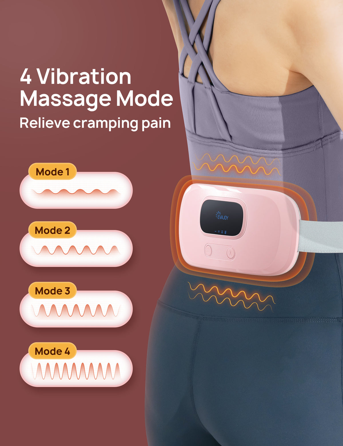 Period Heating Pads for Cramps, Sable Portable Cordless Menstrual Heating Pad for Back Relief, 4 Heat Levels and 4 Vibration Massage Modes