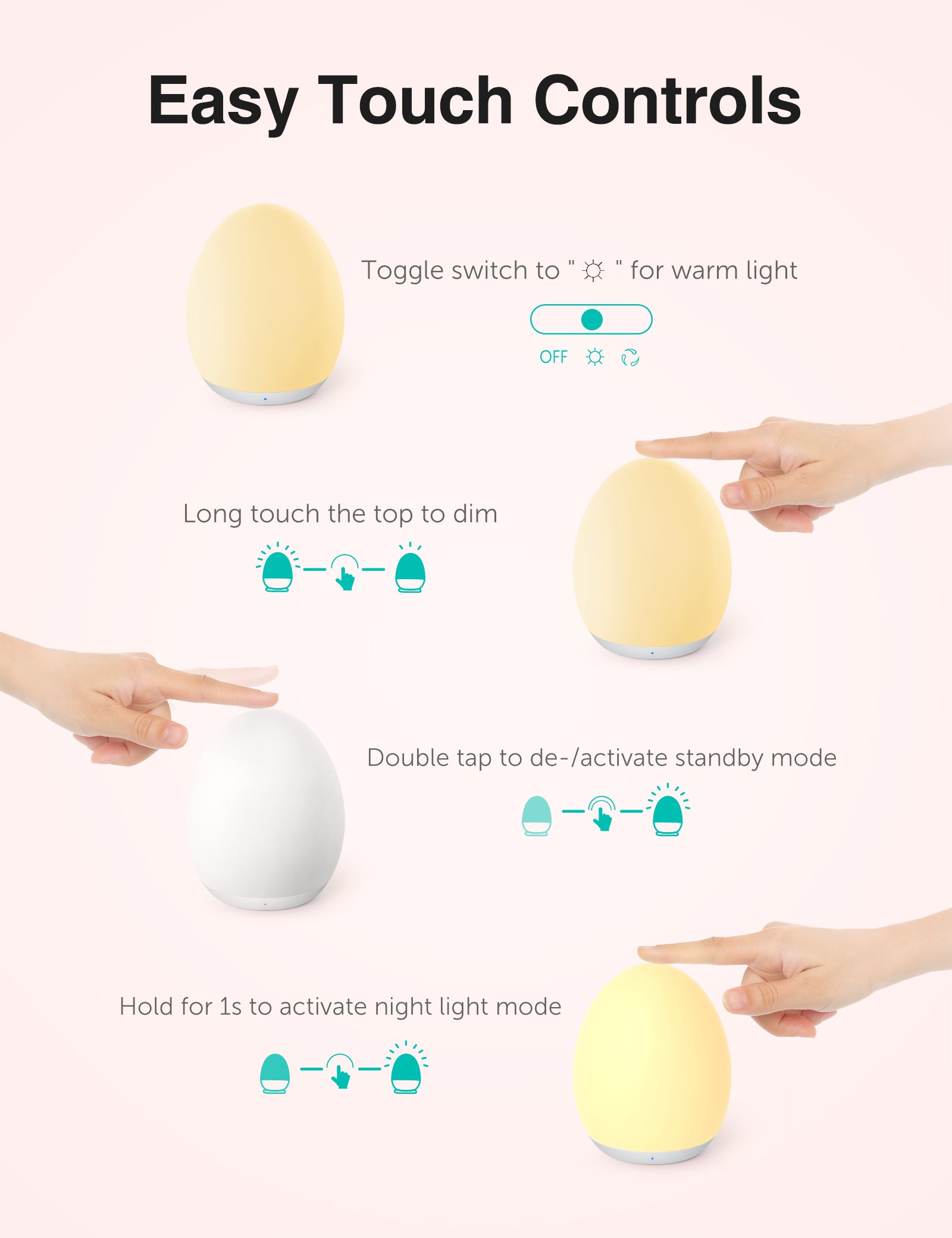 Baby Safe Dimmable Touch Control Night Light WM