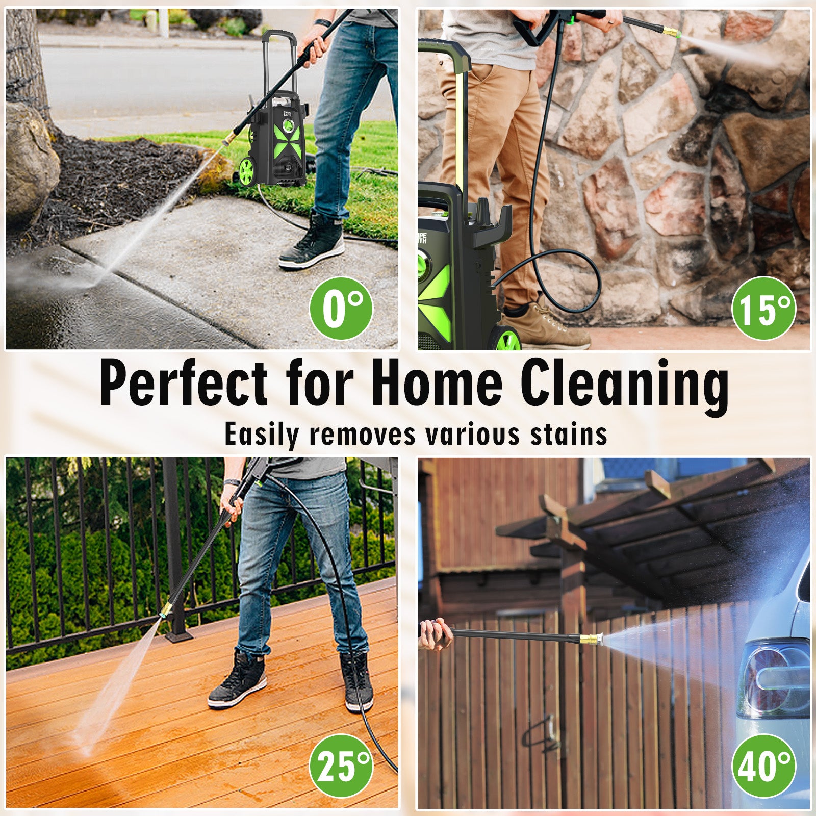 Electric Pressure Washer, SI-TH003 3000 Max PSI, 2.4 GPM Power Washer with Telescopic Handle and Versatile Cleaning Accessories WM