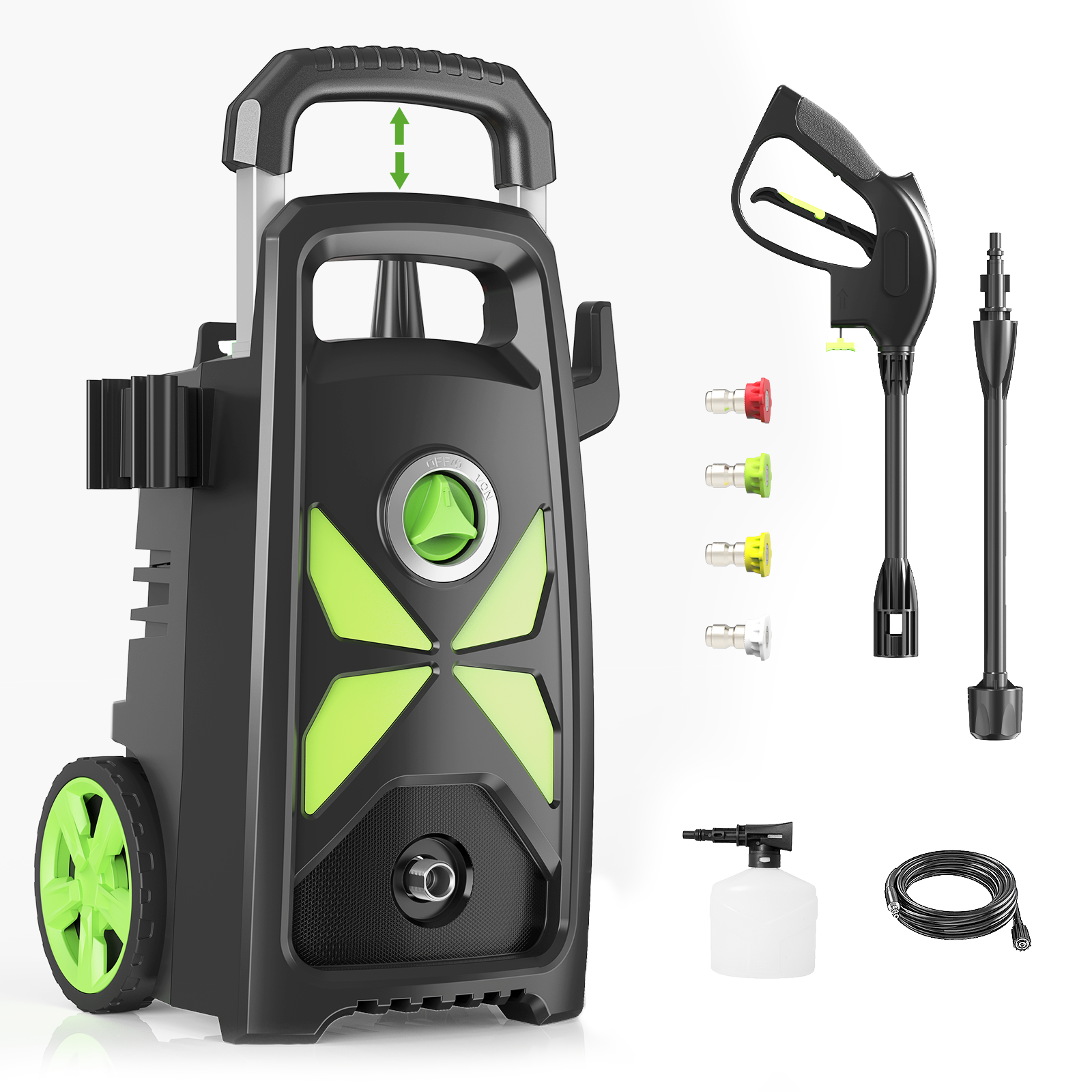 Electric Pressure Washer, SI-TH003 3000 Max PSI, 2.4 GPM Power Washer with Telescopic Handle and Versatile Cleaning Accessories WM