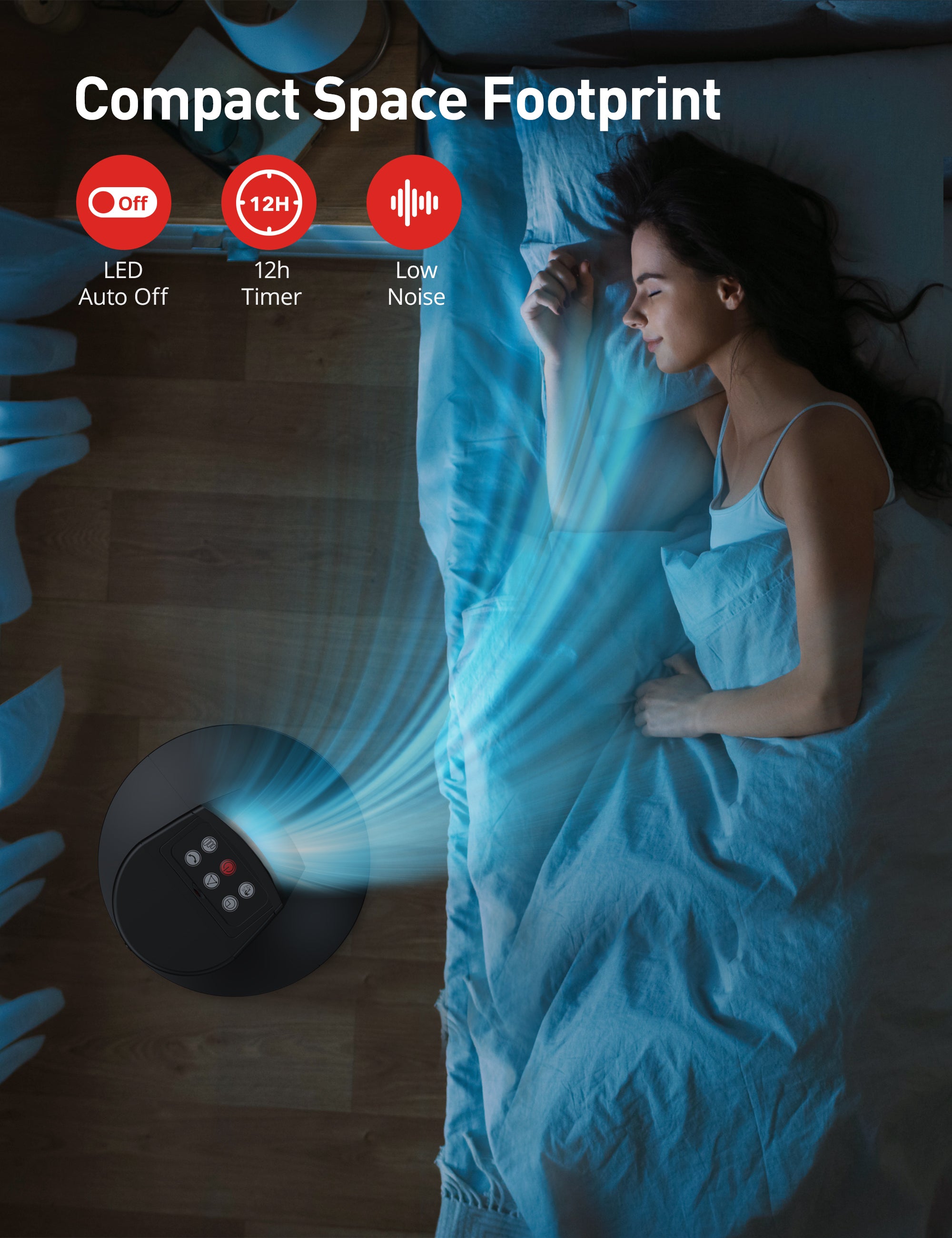 Paris Rhone Tower Fan, 36'' Bladeless Fan 90° Oscillating Fan TF002APP WM