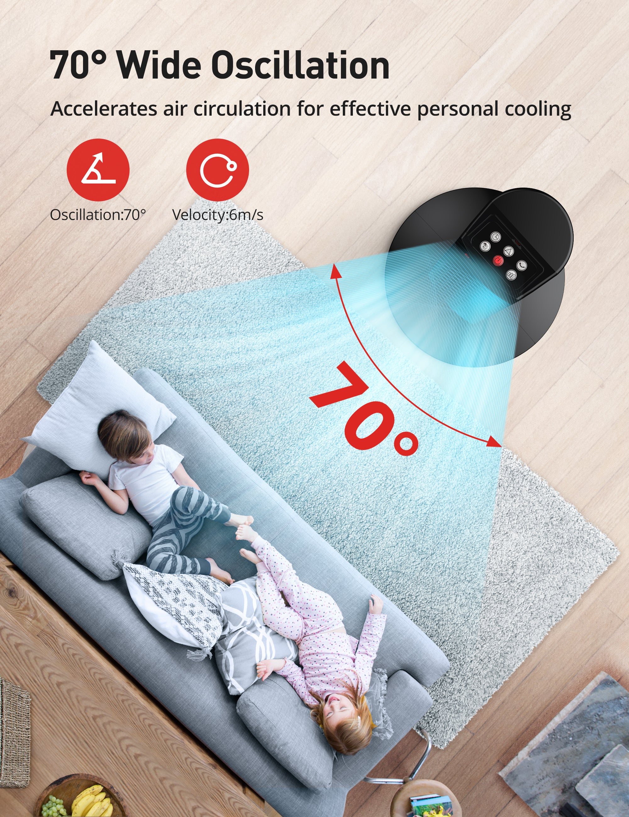 Paris Rhone Tower Fan, 36'' Bladeless Fan 90° Oscillating Fan TF002APP WM