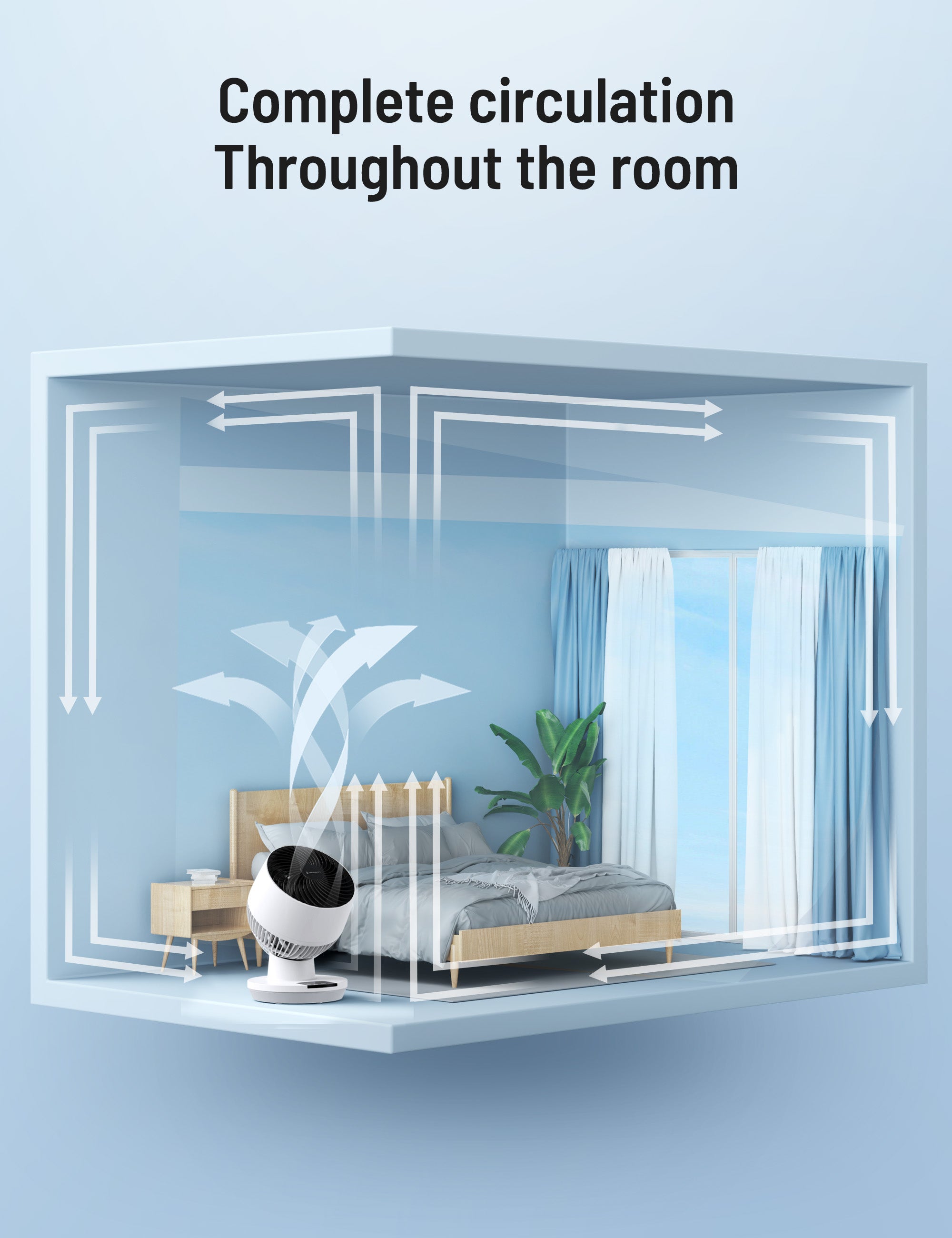 Taotronics Desk Fan with Remote, Cover 161sq.ft, 3 Speeds 8" Oscillating Smart Touch Quiet Air Circulator Fan White WM