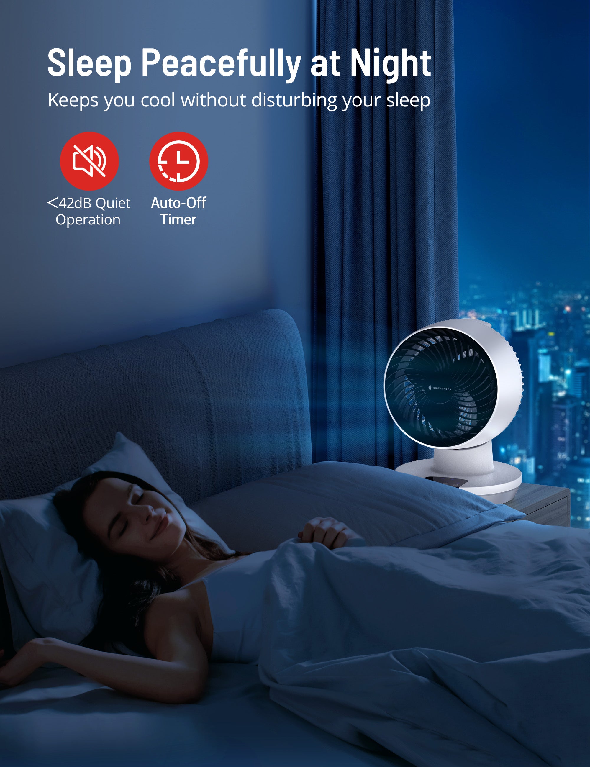 Taotronics Desk Fan with Remote, Cover 161sq.ft, 3 Speeds 8" Oscillating Smart Touch Quiet Air Circulator Fan White WM