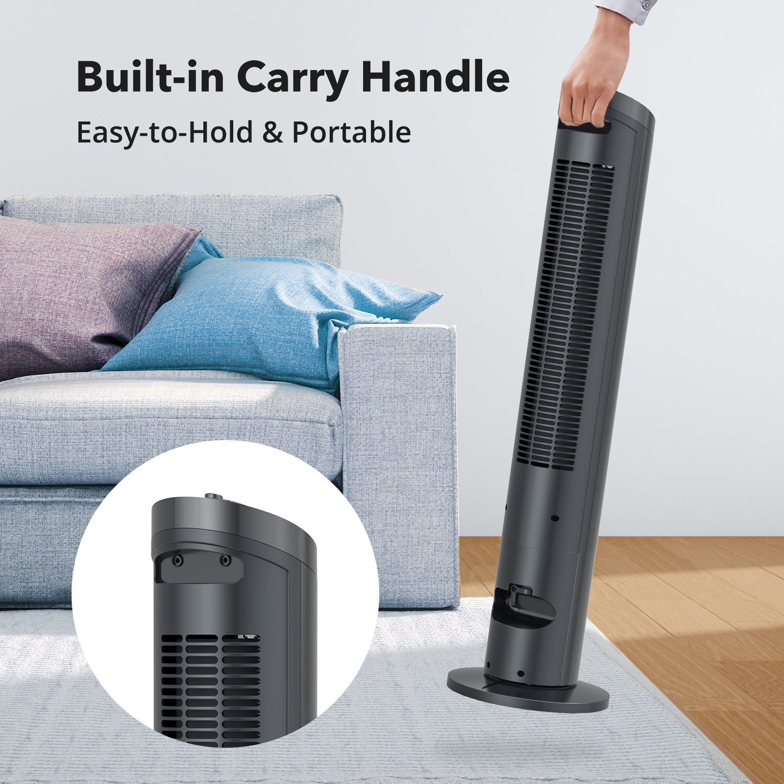 ParisRhone 36" Tower Fan,TF032 Bladeless fans for home, 90° Oscillating Fan Tower, Easy to Hold WM