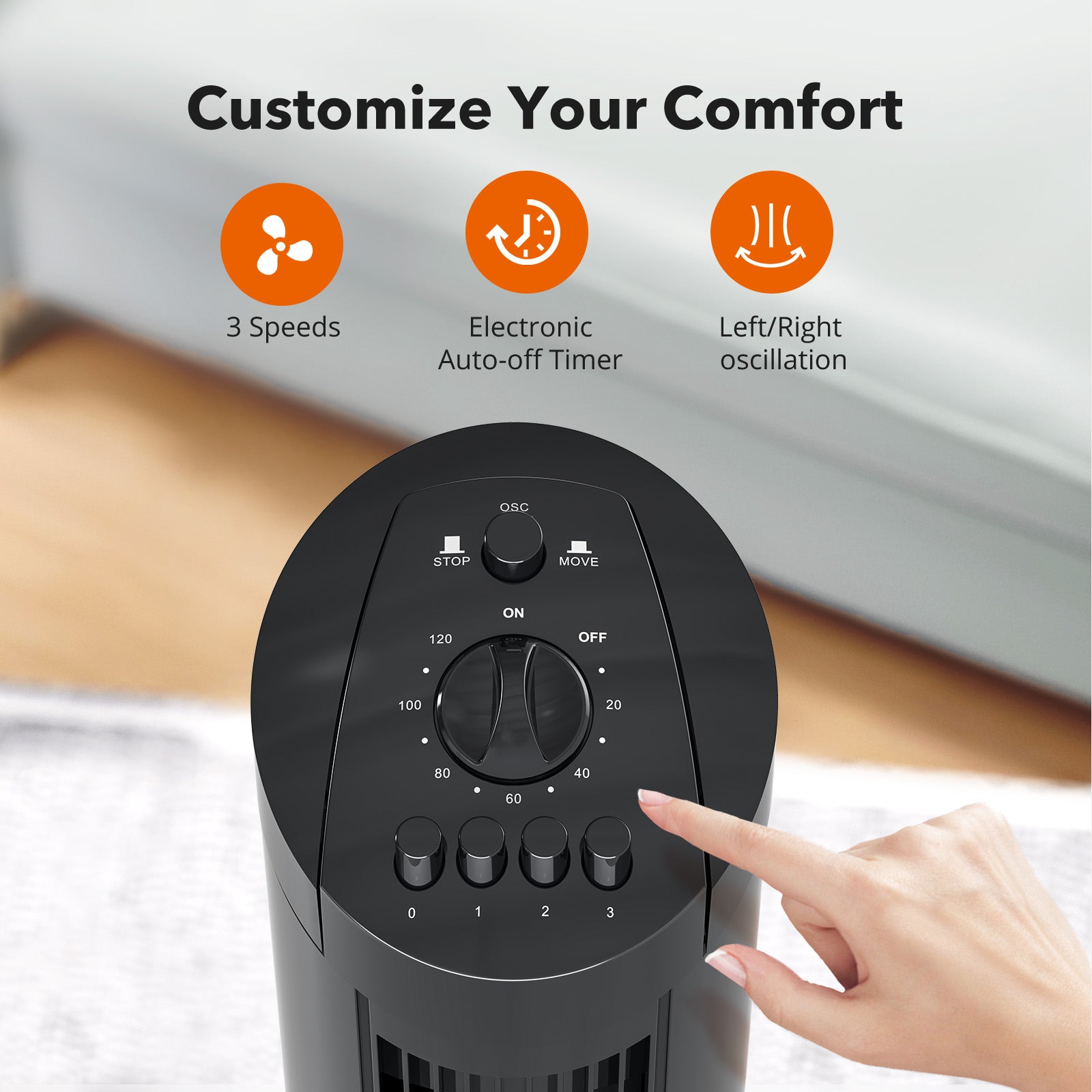 ParisRhone 36" Tower Fan,TF032 Bladeless fans for home, 90° Oscillating Fan Tower, Easy to Hold WM