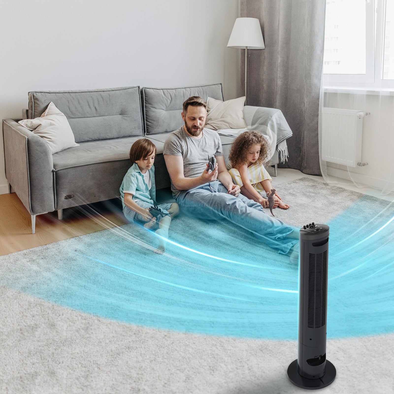 ParisRhone 36" Tower Fan,TF032 Bladeless fans for home, 90° Oscillating Fan Tower, Easy to Hold WM