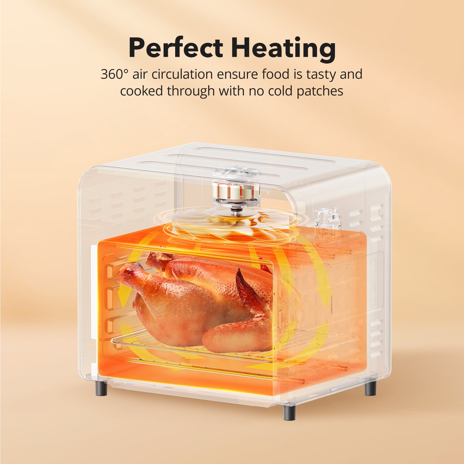 TaoTronics Air Fryer TT-AF010 | 1700W 14.8 QT | 9 in 1 Air Fryer Oven | Oil-less Cooker with Rotisserie Shaft, Beige