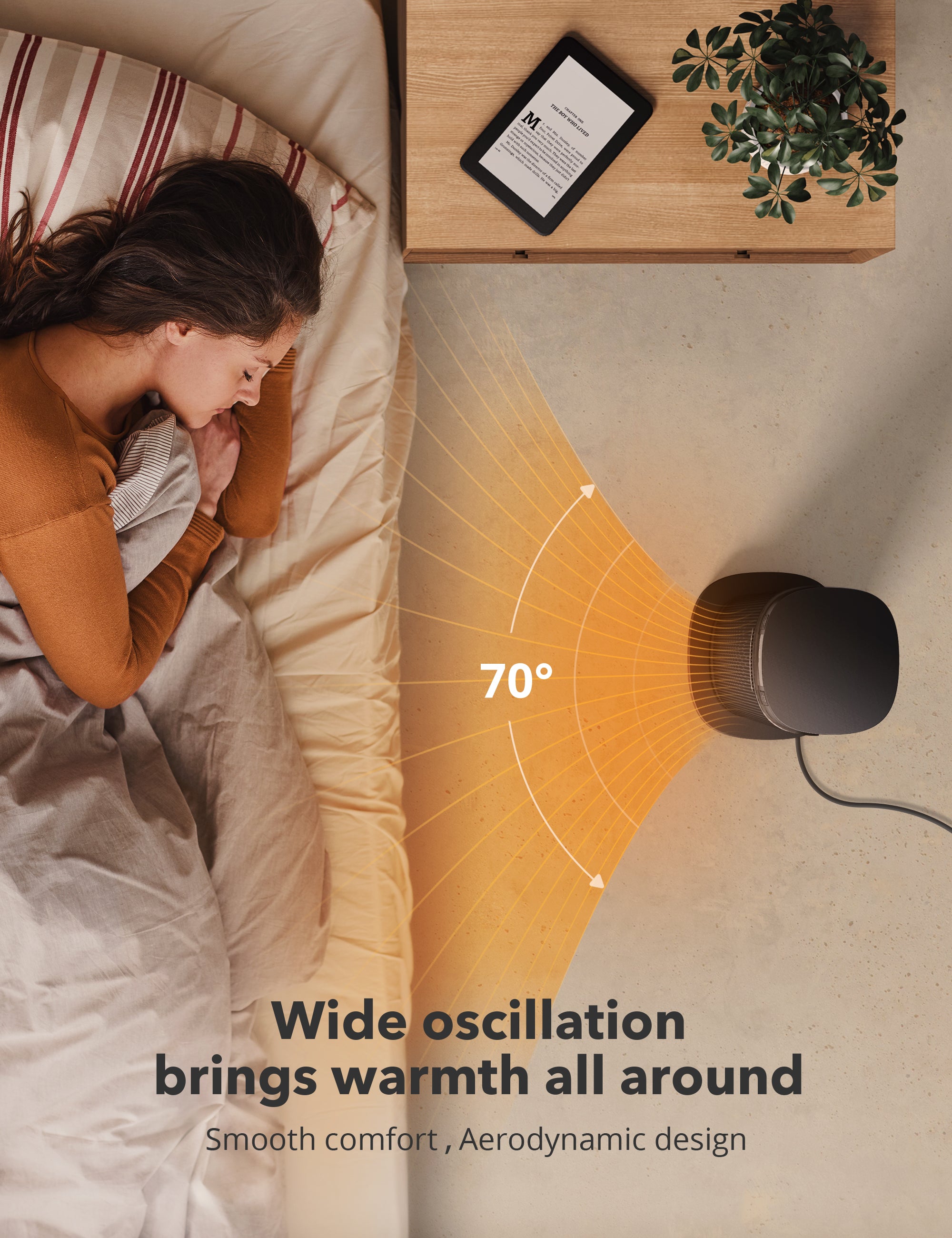Paris Rhône Space Heater HE002,1500W Portable Electric Heaters for Indoor Use
