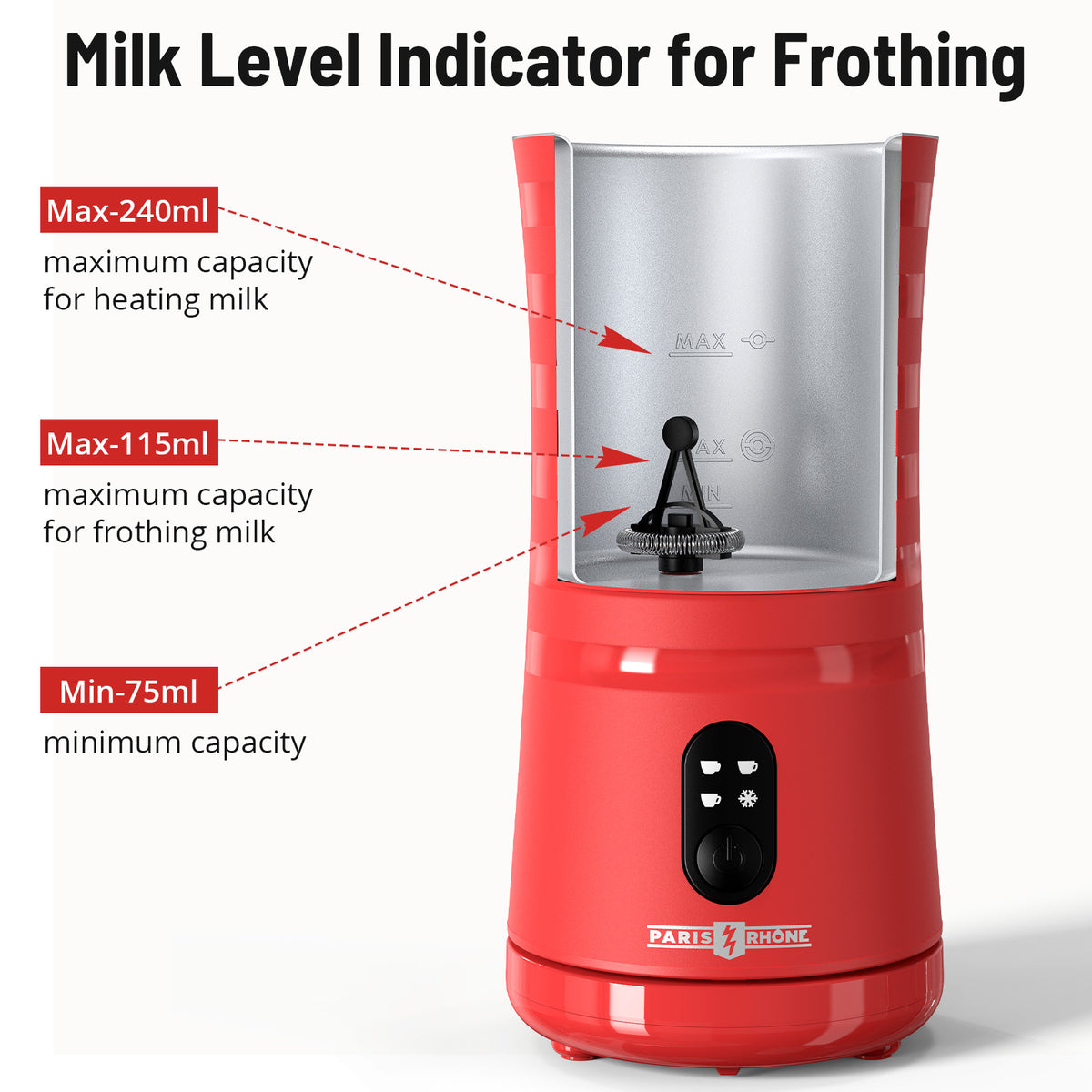 PARIS RHÔNE PE-MF010 Milchaufschäumer Elektrisch, 4 in 1 Automatische Milchschäumer
Geeignet für Heißen und Kalten Milchschaum, Warme Milch, Sichtkochdeckel, Abschaltautomatik, Leichtgewichtig