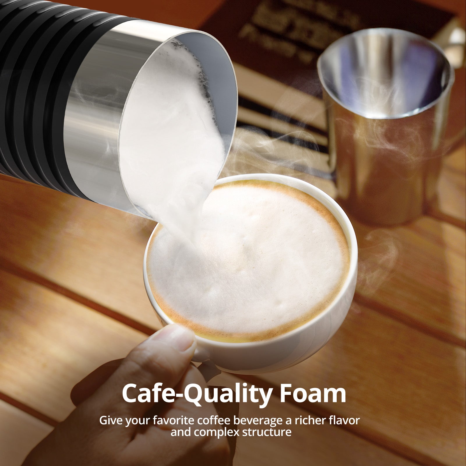 cafe-quality foam,give your favorite coffee beverage a richer flavor and complex structure.