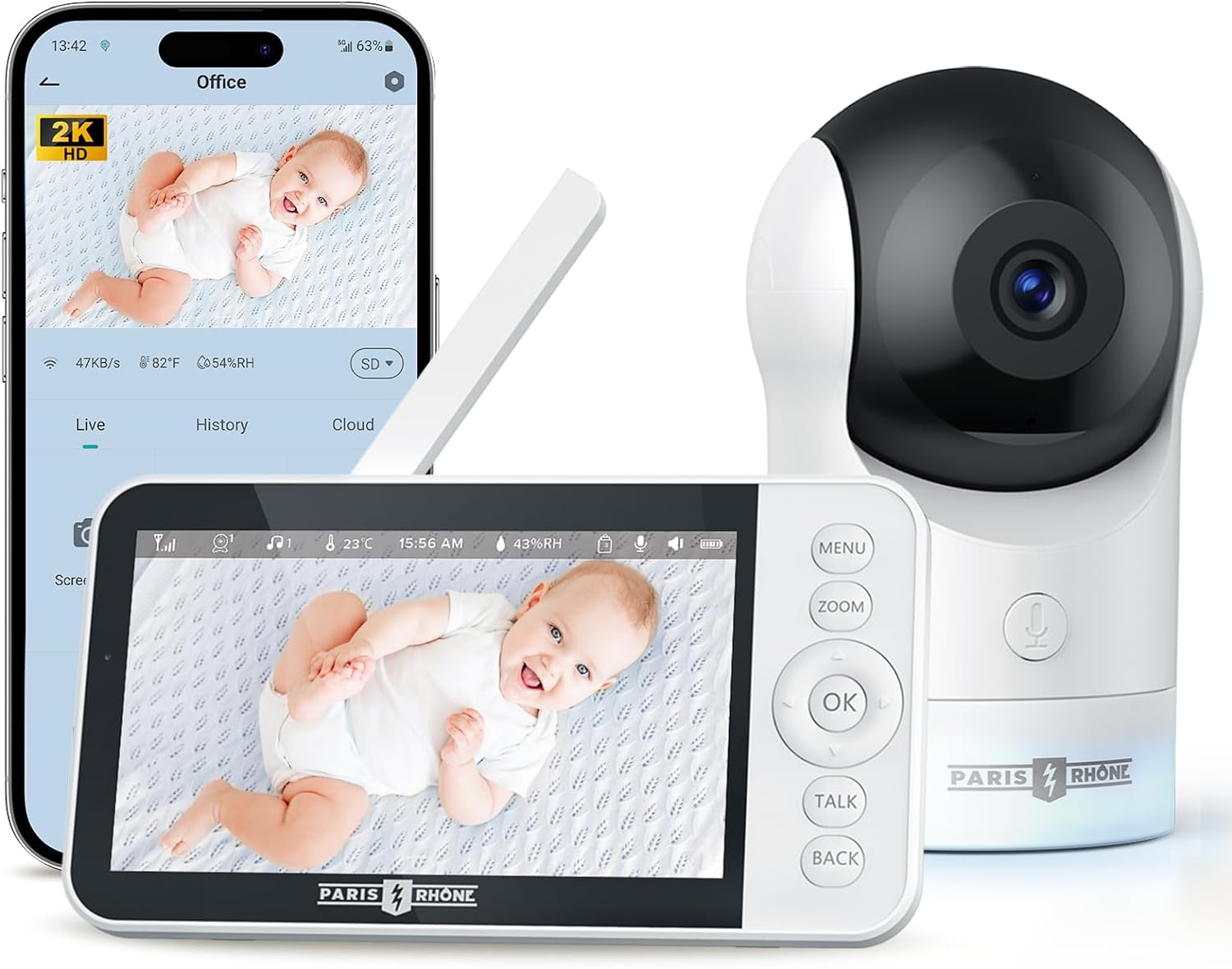 Paris Rhône 2K HD Video Baby Monitor with Smart App