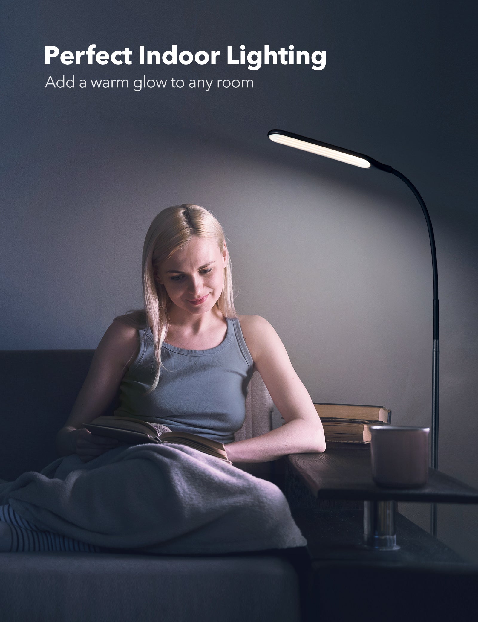 TaoTronics LED metal Gooseneck Floor lamp TT-DL072, Large 69.3" Minimalism Modern with Stable and Weighted Base WM