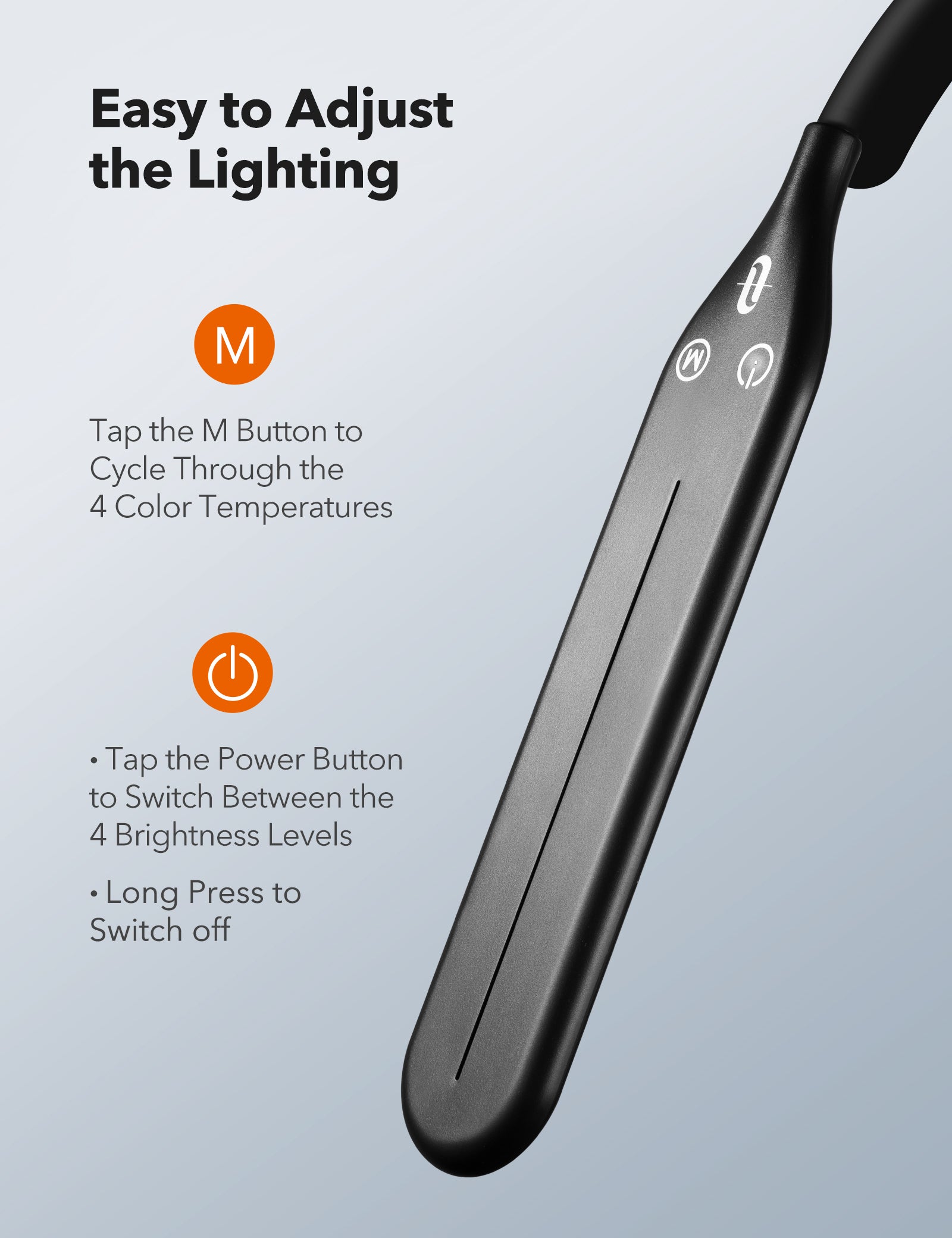 TaoTronics LED metal Gooseneck Floor lamp TT-DL072, Large 69.3" Minimalism Modern with Stable and Weighted Base WM