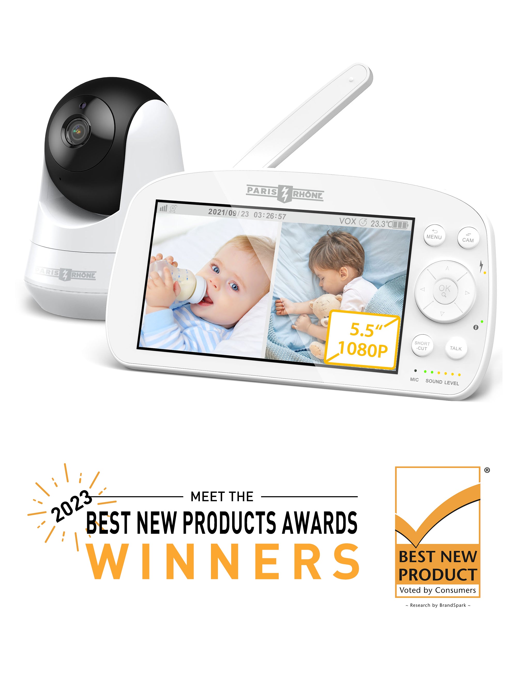 Paris Rhône 1080P Baby Monitor IH004, With Camera and Audio Split Screen-Baby Monitors-ParisRhone