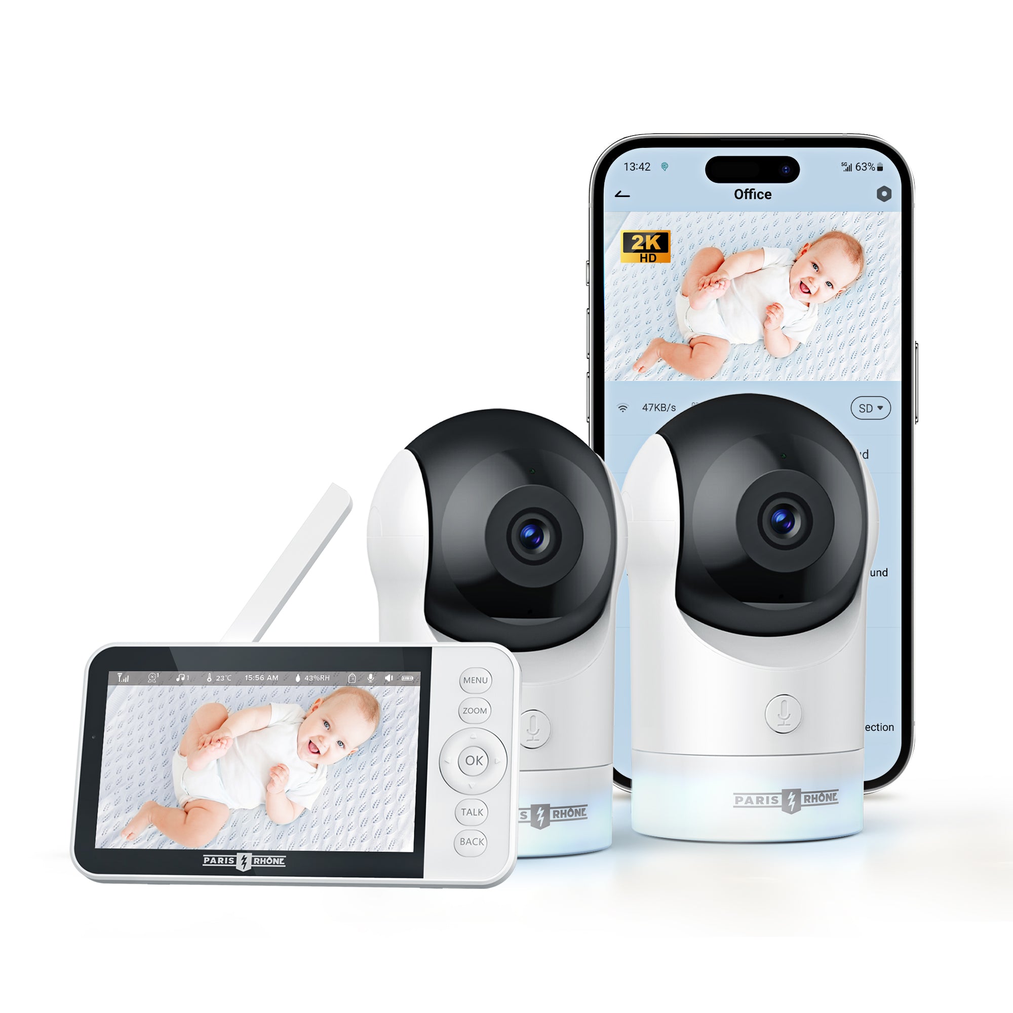Paris Rhône 2K HD Video Baby Monitor with Smart App