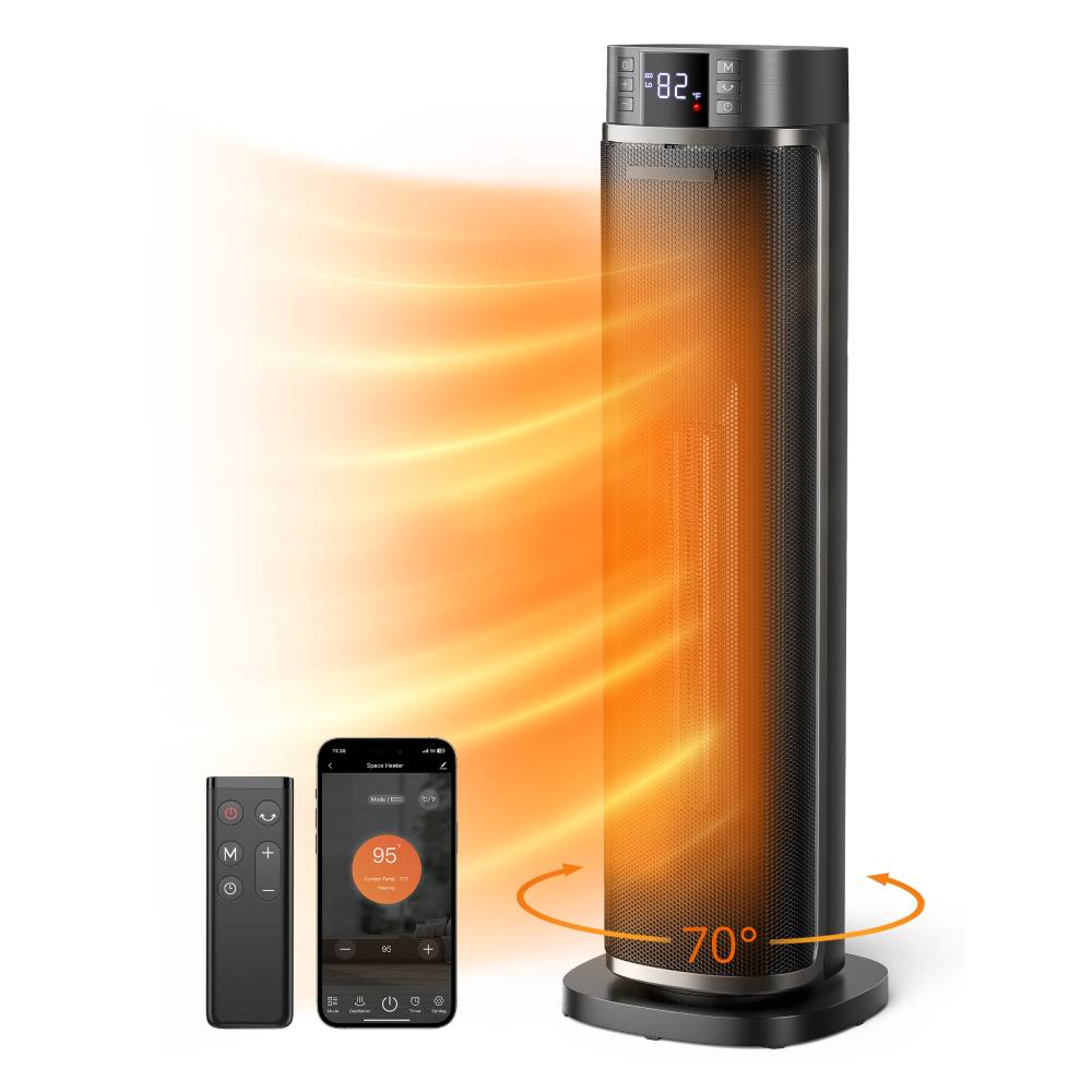 TaoTronics Space Heater HE002 70° Oscillation 1500W Portable Electric Heaters Remote for Office WM