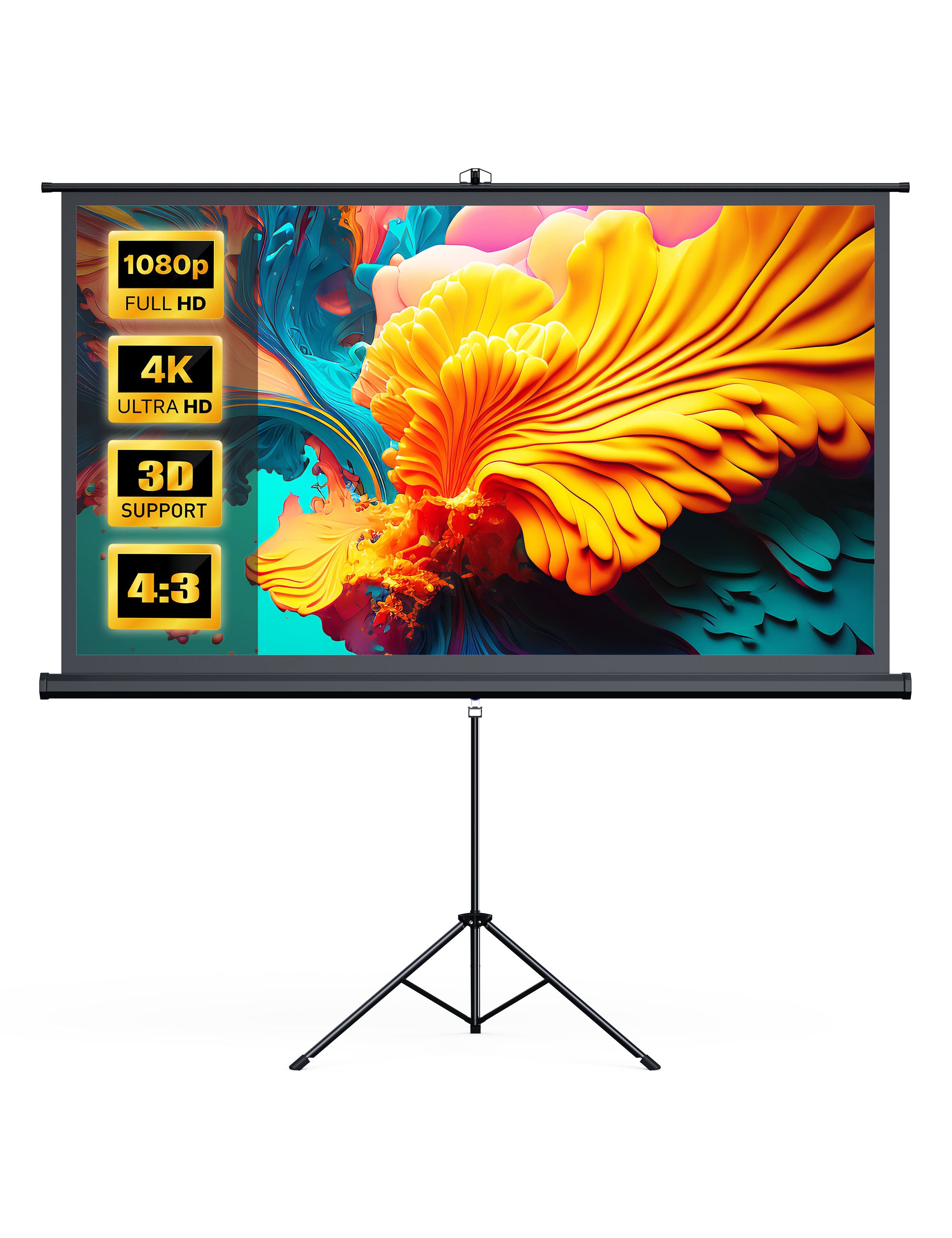 PARIS RHÔNE HP001 Projector Screen with Stand, 120 inch 4K HD with Wrinkle-Free Design