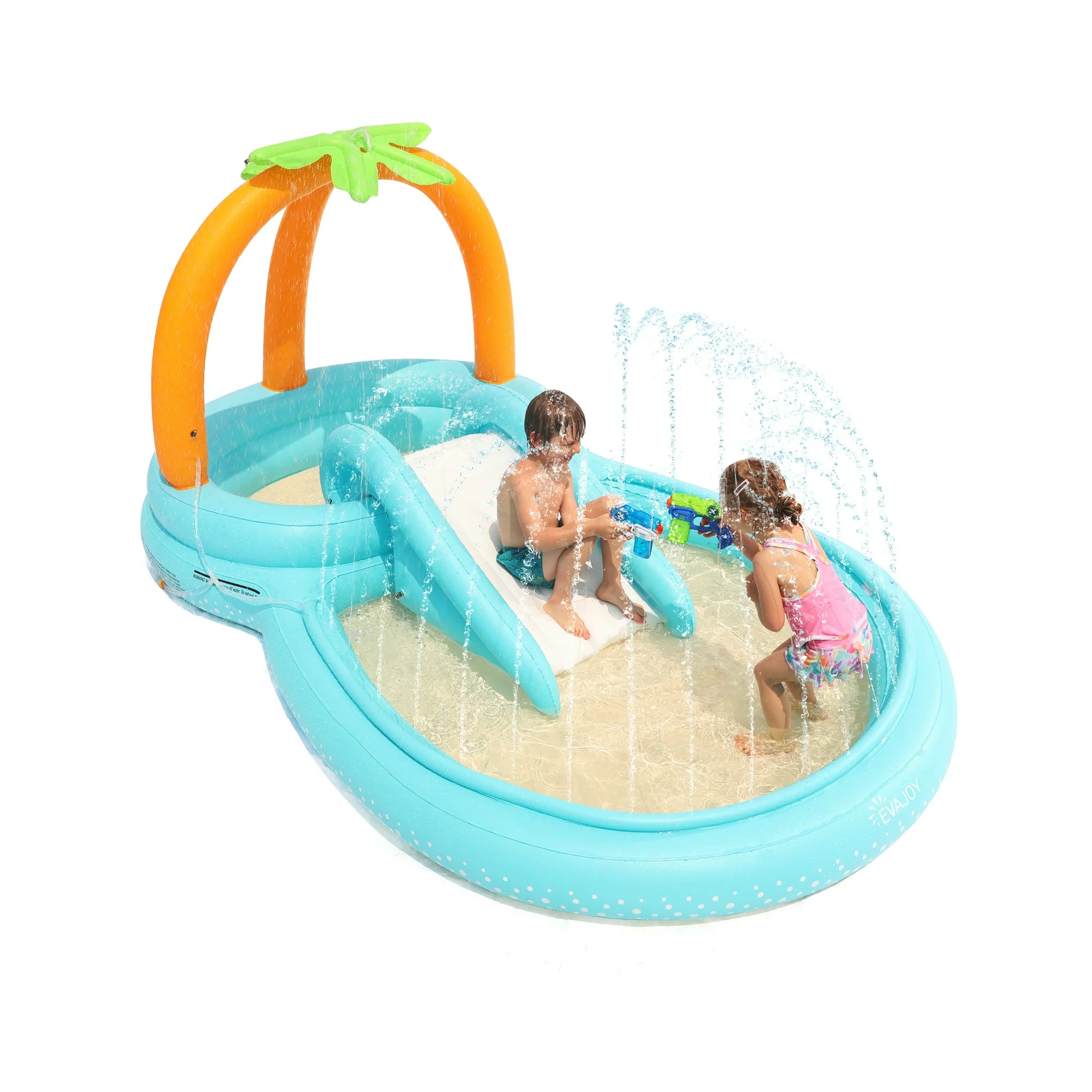 Evajoy Inflatable Spray Kiddie Pool with slide for kids WM