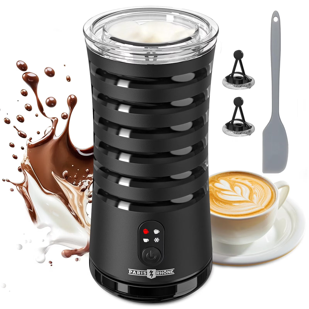 Milk Frother, TaoTronics 4-in-1 Electric Coffee Frother, Non-Slip Stylish Design, Hot & Cold Milk Steamer with Temperature Control, Auto Shut-Off for Latte, Cappuccino, Macchiato
