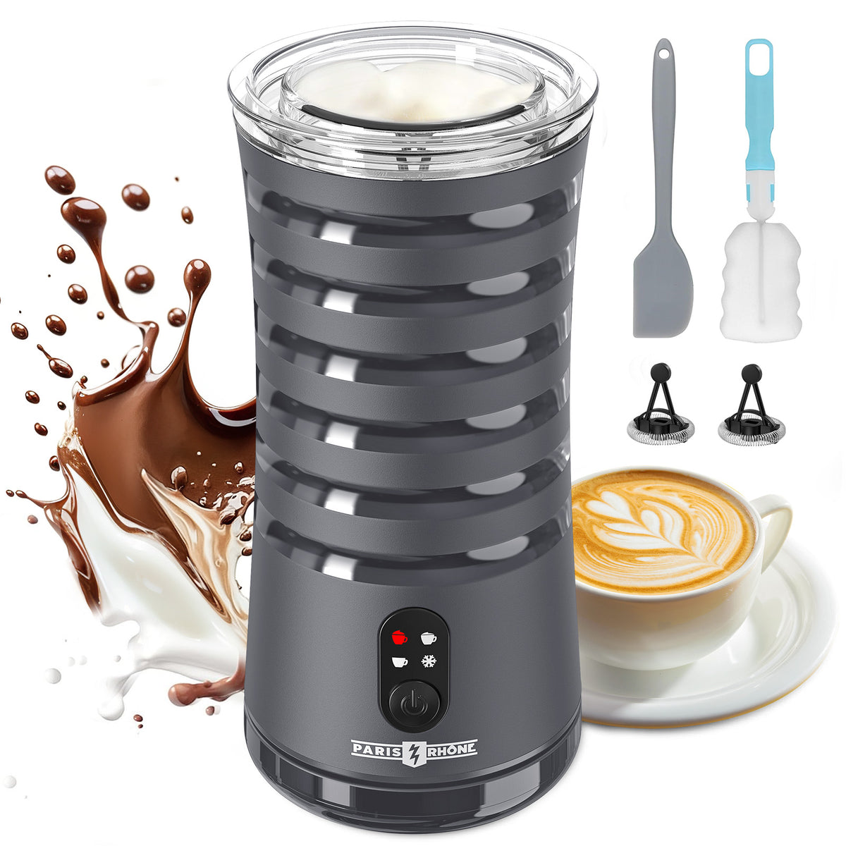ParisRhône MF010 4-in-1 Milk Frother Temperature Control, Auto Shut-Off
