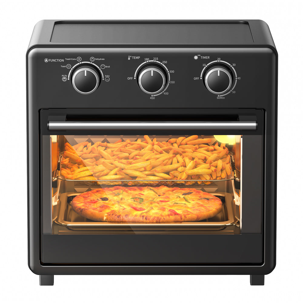 TT-AF010 Air Fryer, 1700W 14.8 Quart, 5 in 1 Toaster Oven Countertop, Oil-Less Cooking, Stainless Steel, Black