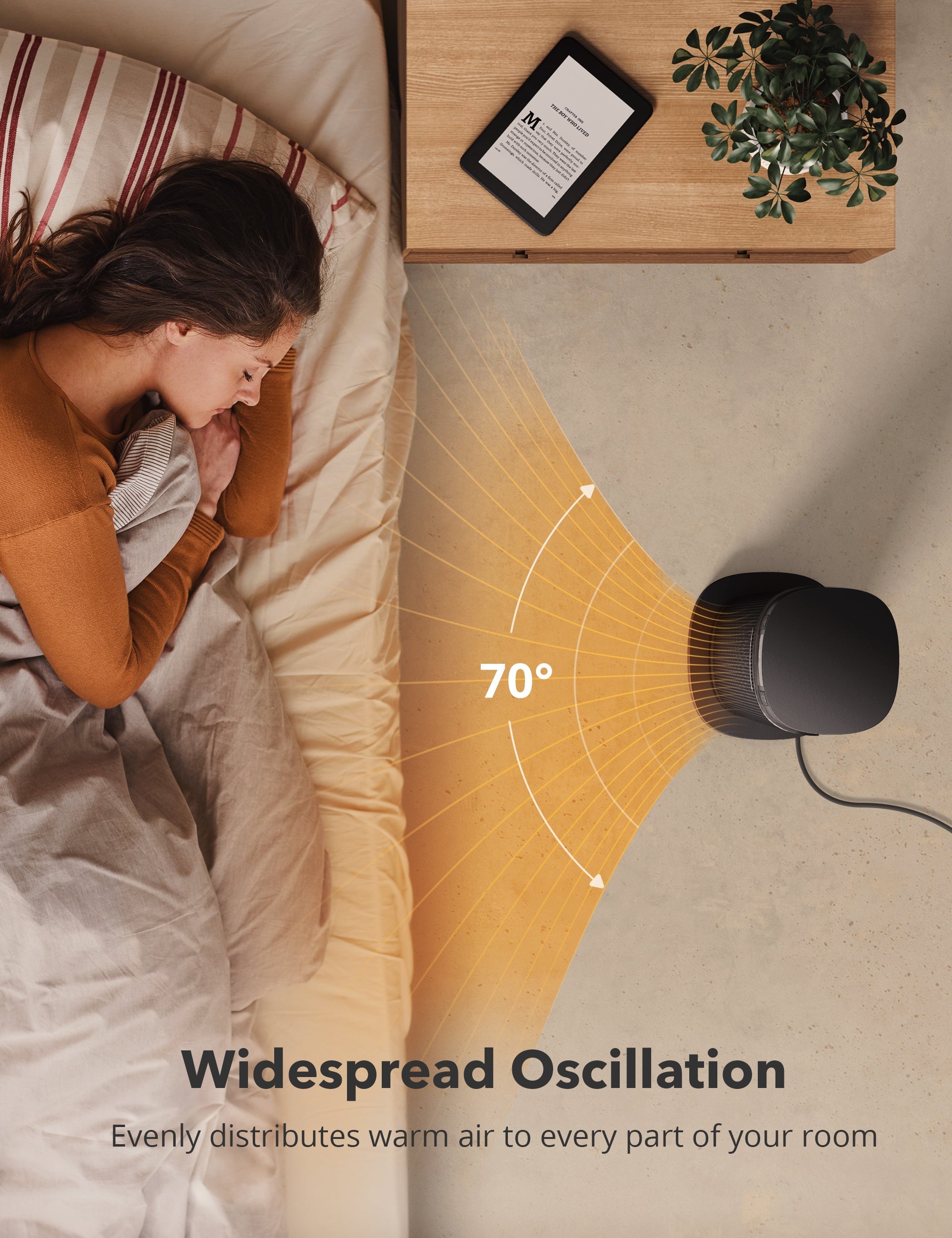 TaoTronics Space Heater HE002 70° Oscillation 1500W Portable Electric Heaters Remote for Office WM