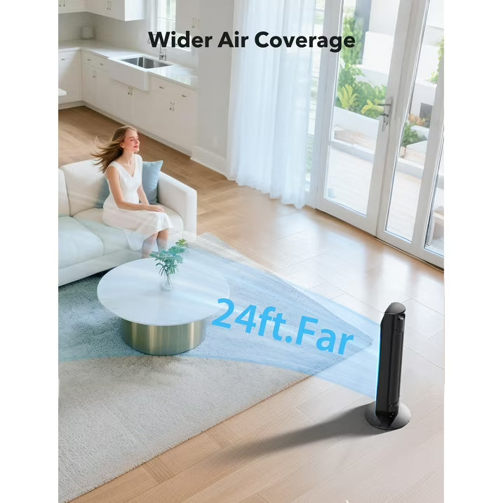 Tower Fan for Home, TaoTronics 36" Standing Floor Fan, 70° Oscillating Quiet Cooling Fan, Remote Control, 3 Modes, 3 Speeds, LED Display, 12H Timer