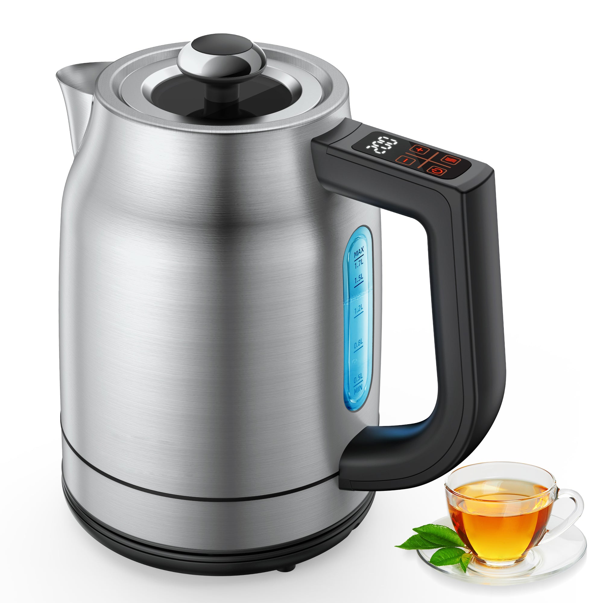airyoyo EK024 Stainless Steel Electric Kettle, 1.7L 1500W Kettle with 13 Temperature Settings, Strix Thermostat, LED Display&Touch Control, Auto Shut-Off Protection, Boil Dry Protection