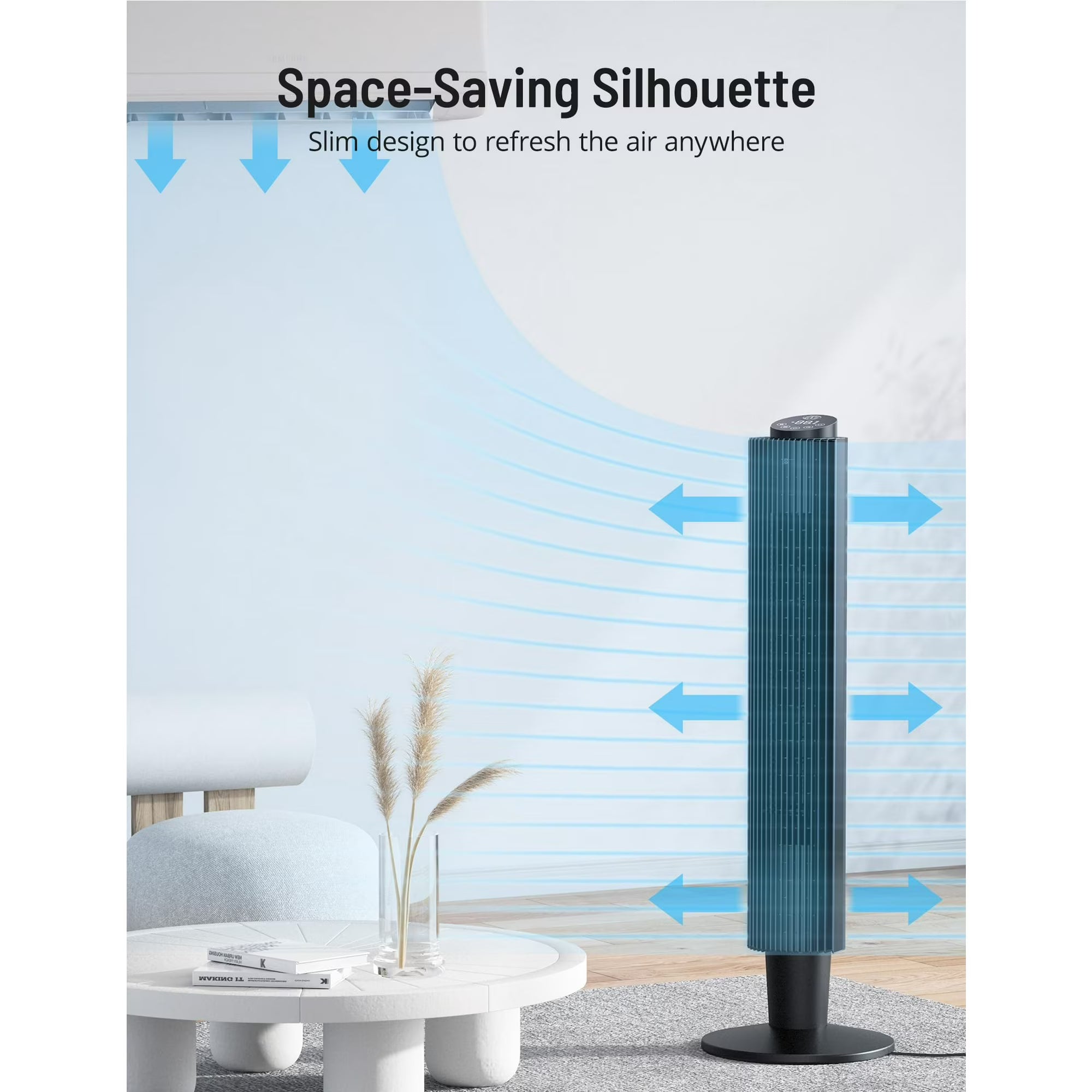 TaoTronics Tower Fan, 42'' 90° Oscillating Quiet Standing Bladeless Fans with Remote, 25 ft/s Velocity, Height Adjustable, 5 Speeds 3 Modes, 12H Timer, Floor Fans for Bedroom, Home, Room