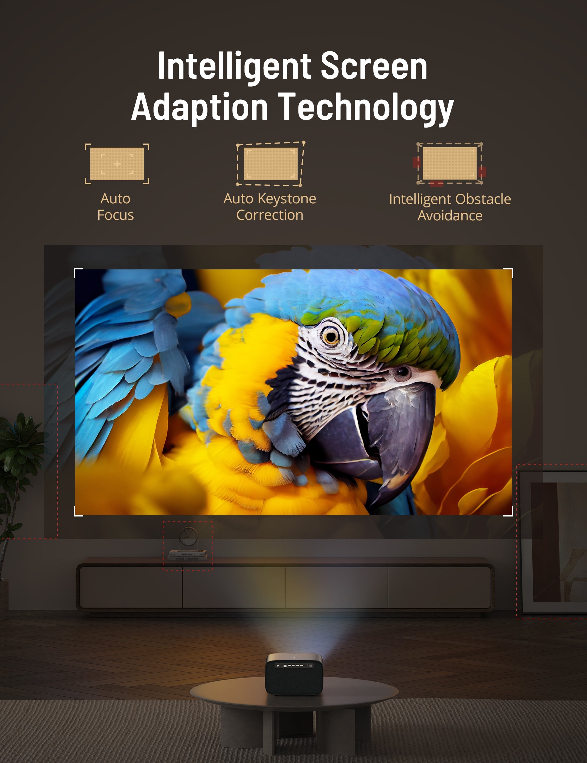 Paris Rhône SP005 4K Projector, 600 ANSI Lumens, 3D Soundscape, Android TV 9.0