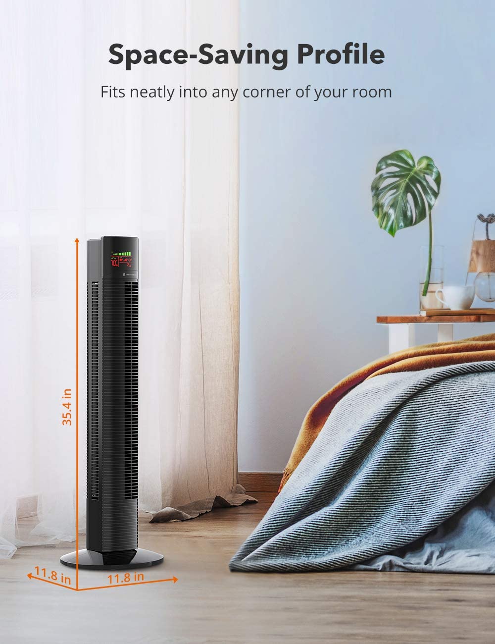 TaoTronics Tower Fan 002,36” Oscillating Tower Fan with Remote, 9 Modes, Large LED Display, 12-Hour Timer ,WM