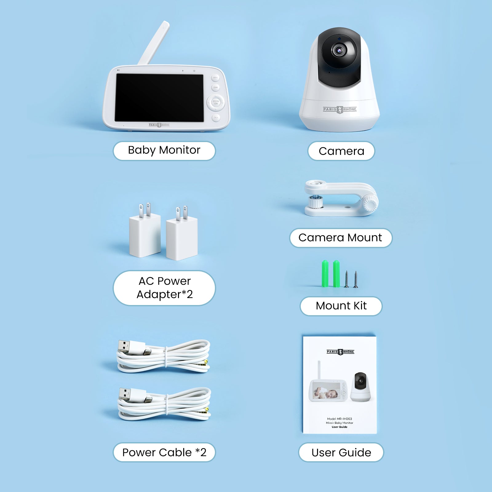 Paris Rhône 720P HD Baby Monitor IH003, Wide-Angle Monitoring,5 inch Display-Baby Monitors-ParisRhone