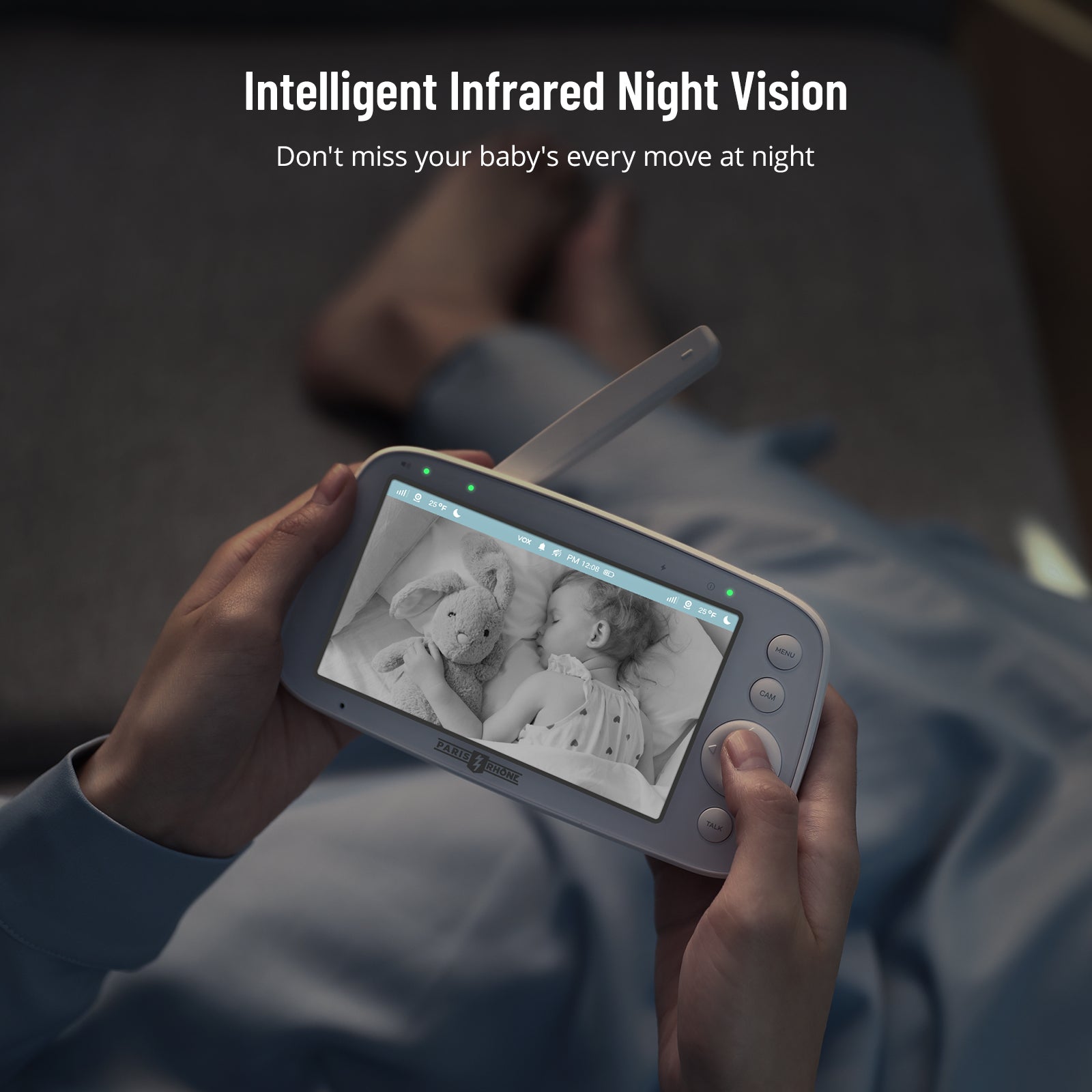 intelligent infrared night vision,don't miss your baby's every move at night.