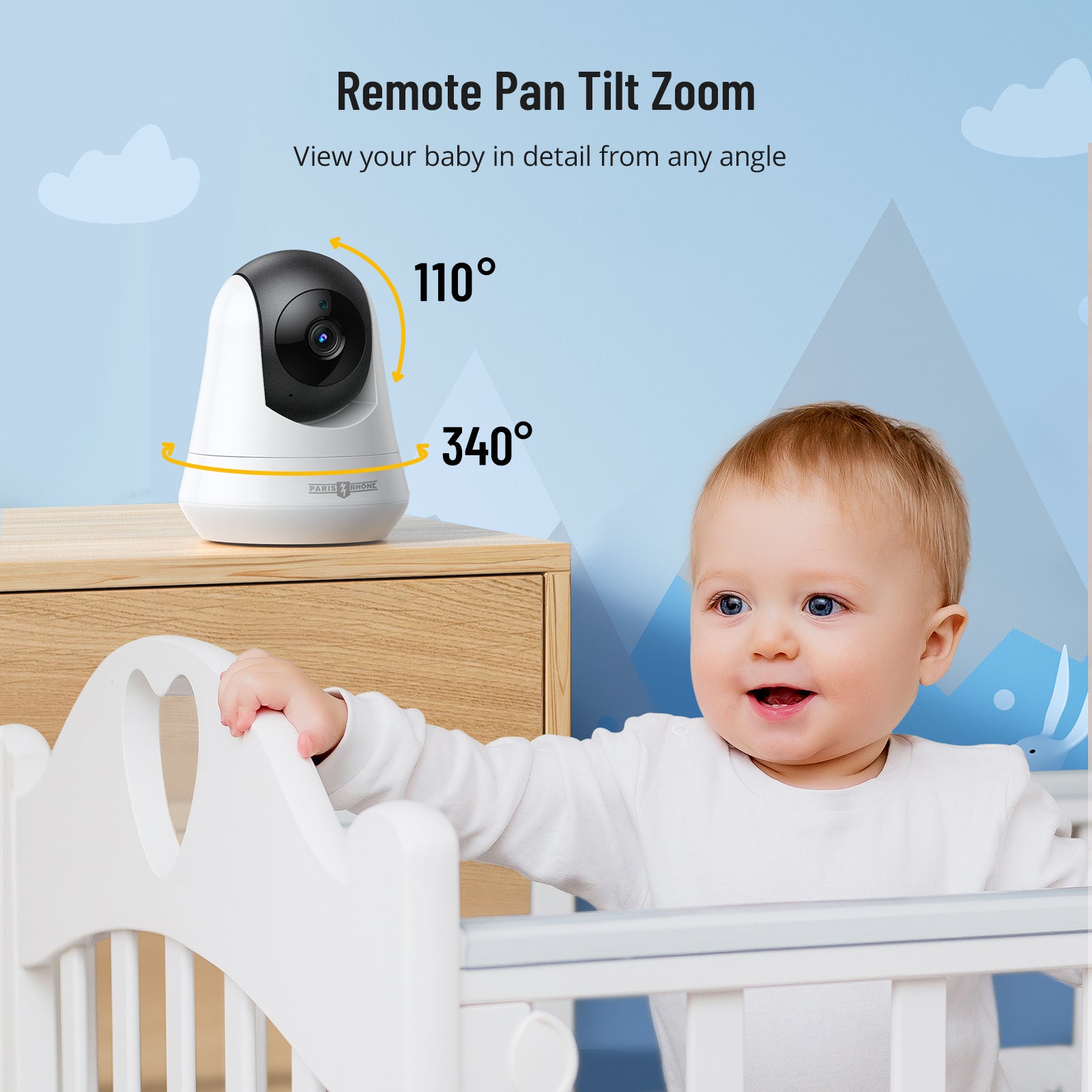 remote pan tilt zoom,view your baby in detail from any angle.
