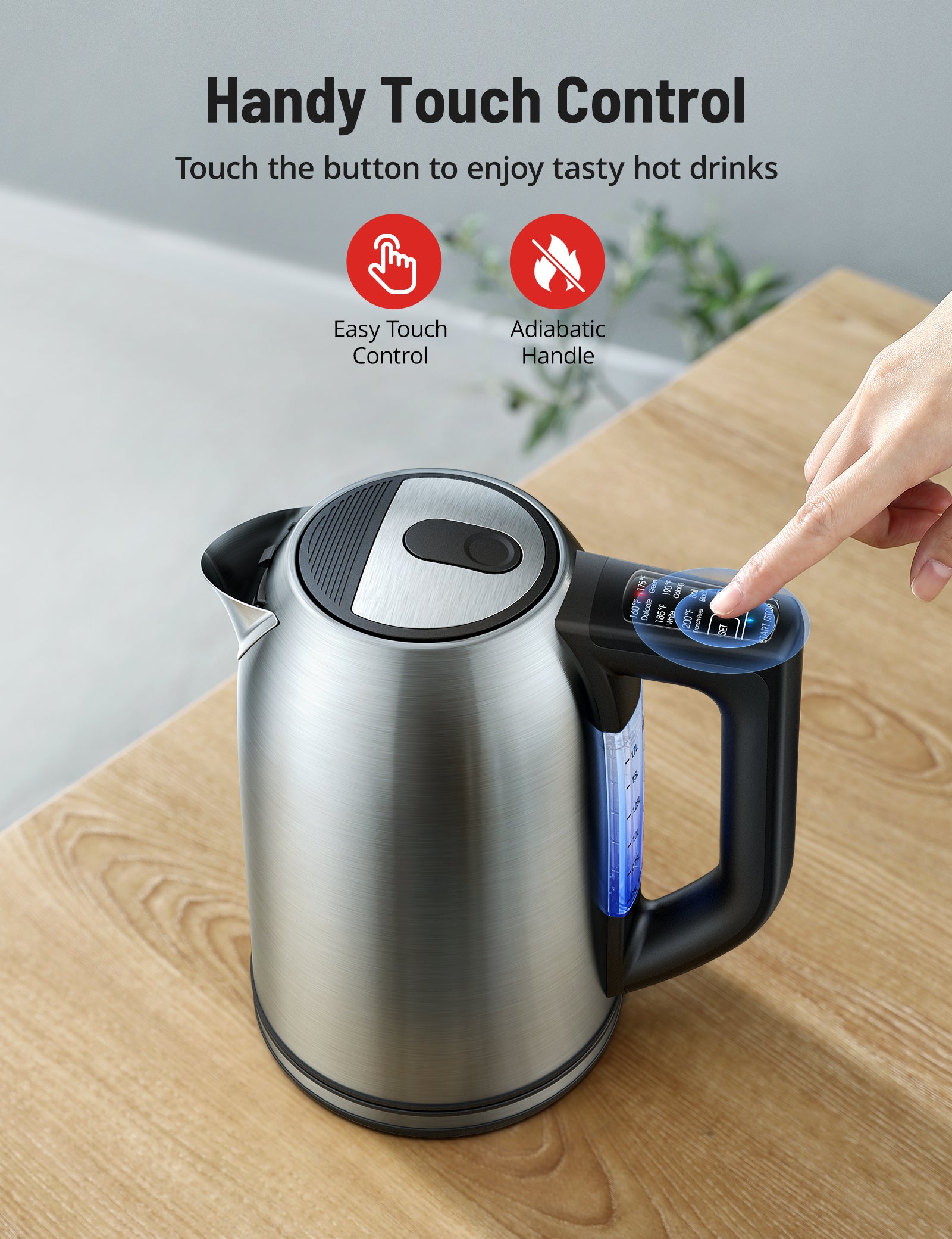 Paris Rhône 1.7L Electric Kettle EK008,1500W 6 Setting-Electric Kettles-ParisRhone