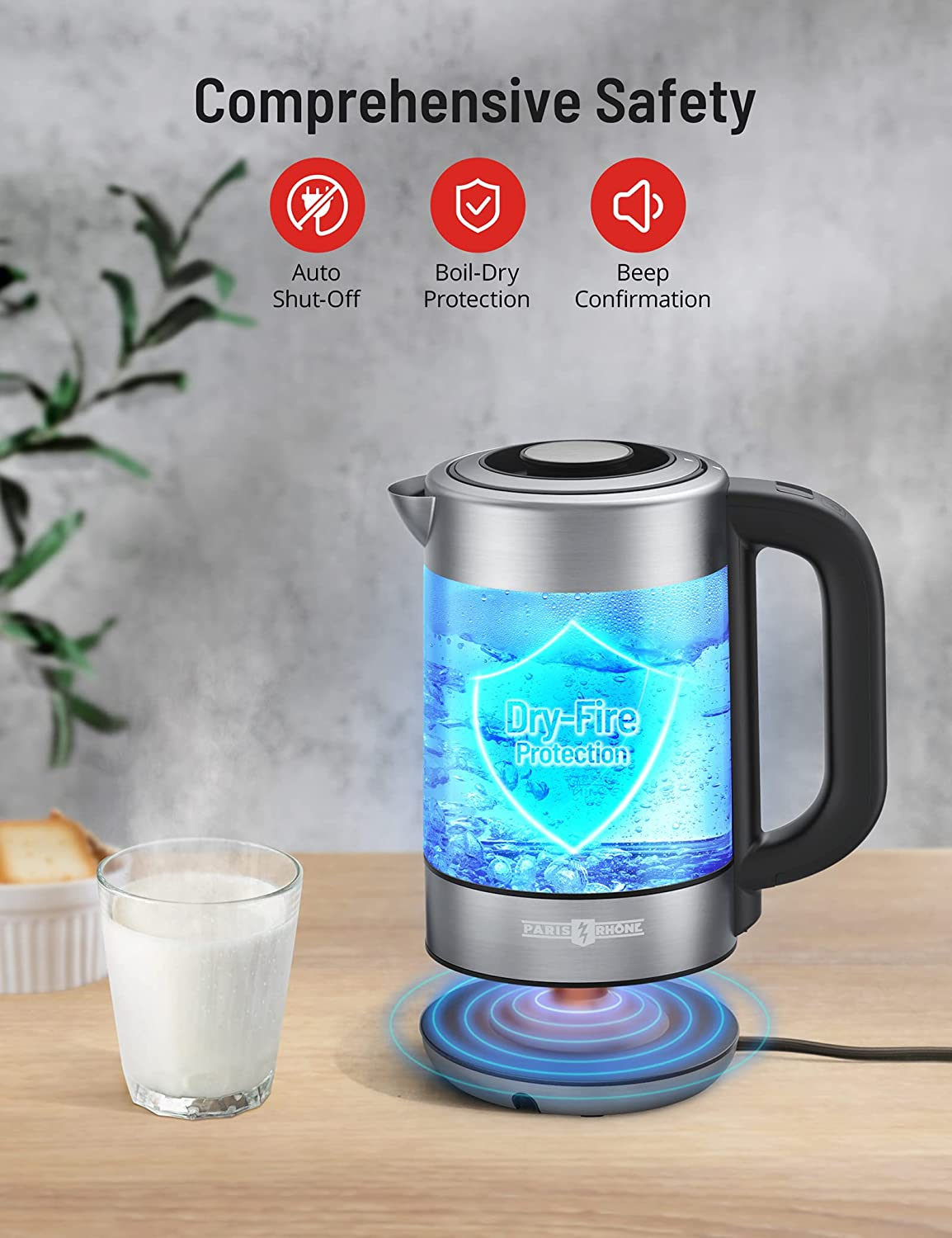 Paris Rhône Electric Kettle Tea Kettle EK009, Touch Control-Electric Kettles-ParisRhone
