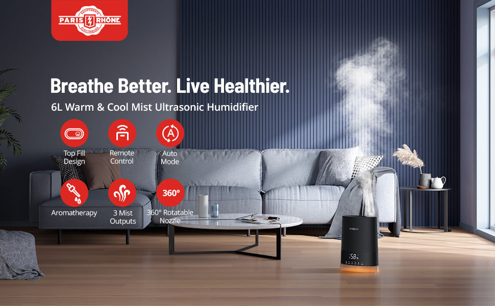 PARIS RHÔNE Ultrasonic Cool Mist Humidifier to Keep the Best Humidity Level in Winter