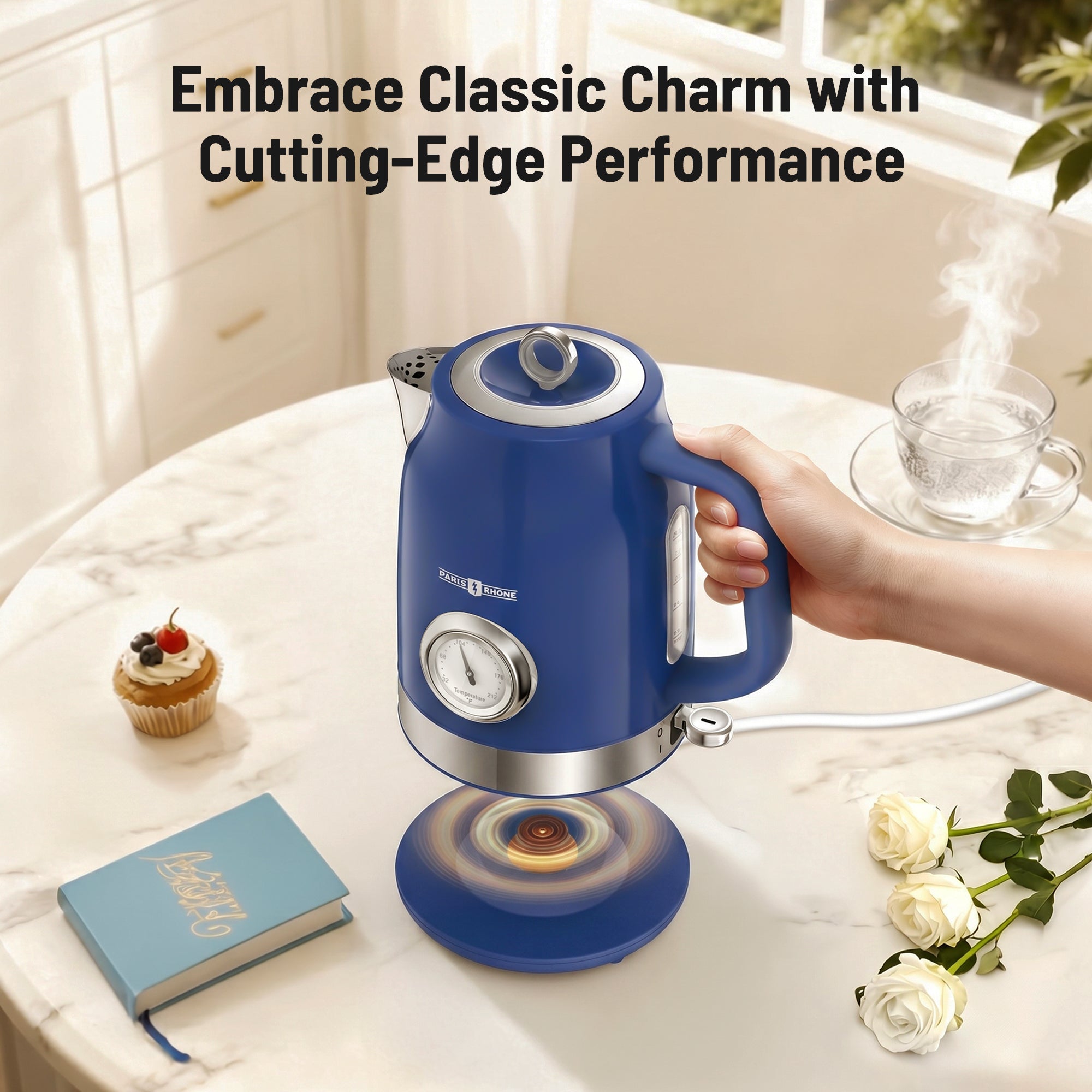 Electric Kettle PE-EK025, 1500W Hot Tea Kettle with Thermometer, Fast Heating, Cordless Design, LED Indicator, Auto Shut-Off & Boil Dry Protection (Copy) (Copy)