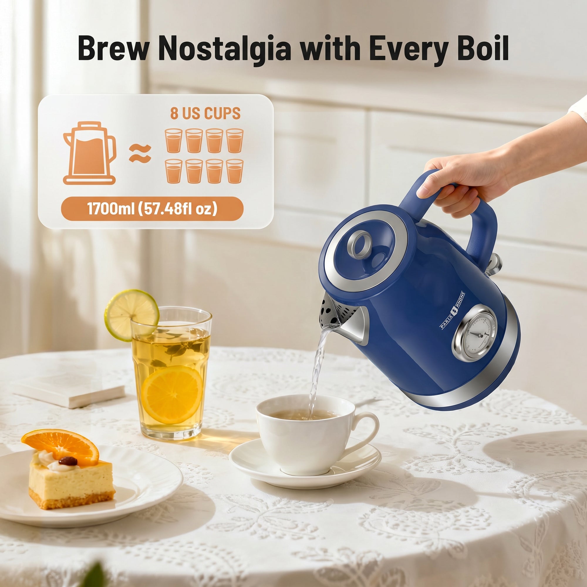 Electric Kettle PE-EK025, 1500W Hot Tea Kettle with Thermometer, Fast Heating, Cordless Design, LED Indicator, Auto Shut-Off & Boil Dry Protection (Copy) (Copy)