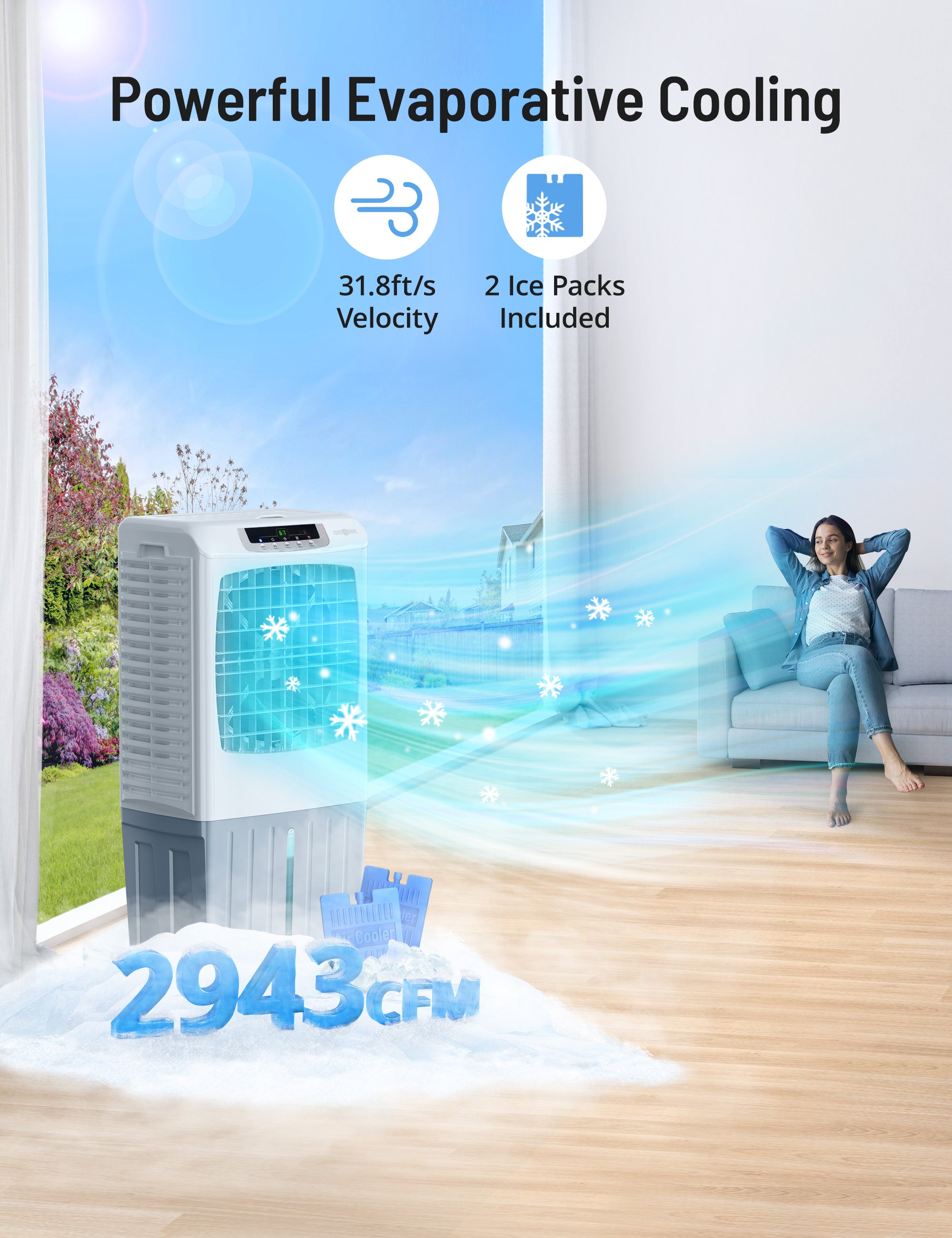 Paris Rhône Tower Fan TF026, 3-in-1 Portable Air Cooler with Windowless & Humidifier-Air Conditioners-ParisRhone
