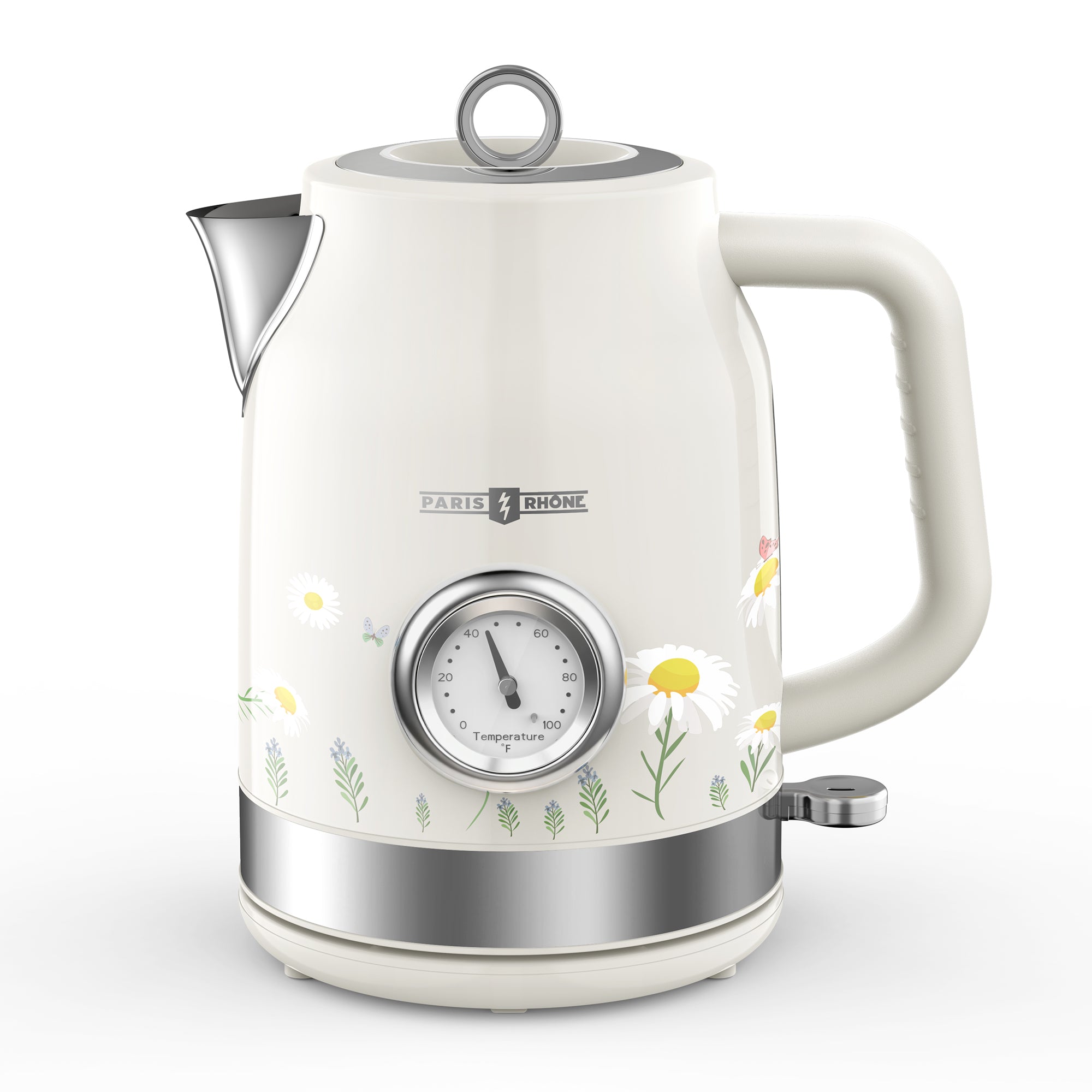 Electric Kettle, 1500W Hot Tea Kettle with Thermometer, Fast Heating, Cordless Design, LED Indicator, Auto Shut-Off & Boil Dry Protection