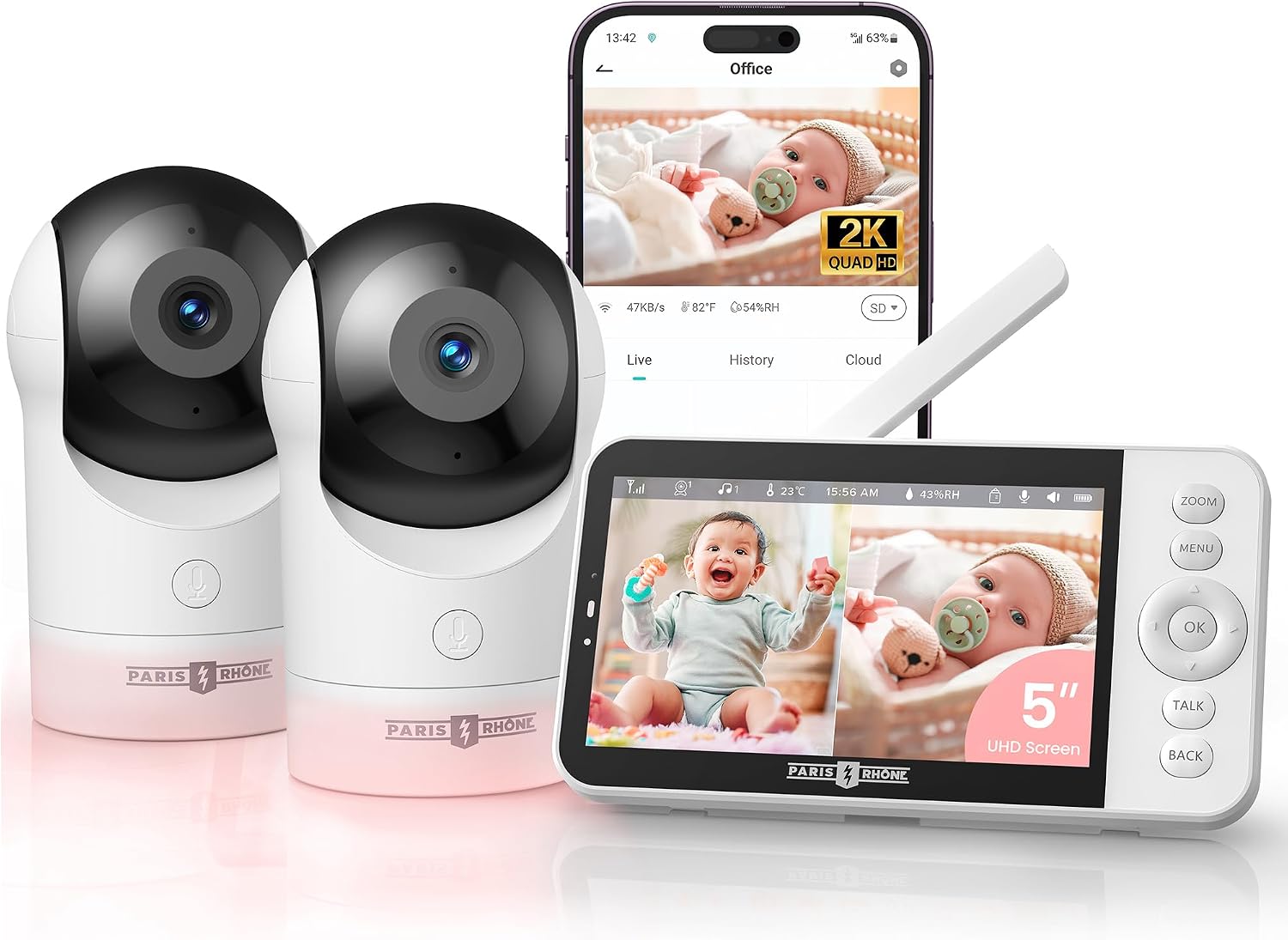 Paris Rhône 2K HD Video Baby Monitor with Smart App