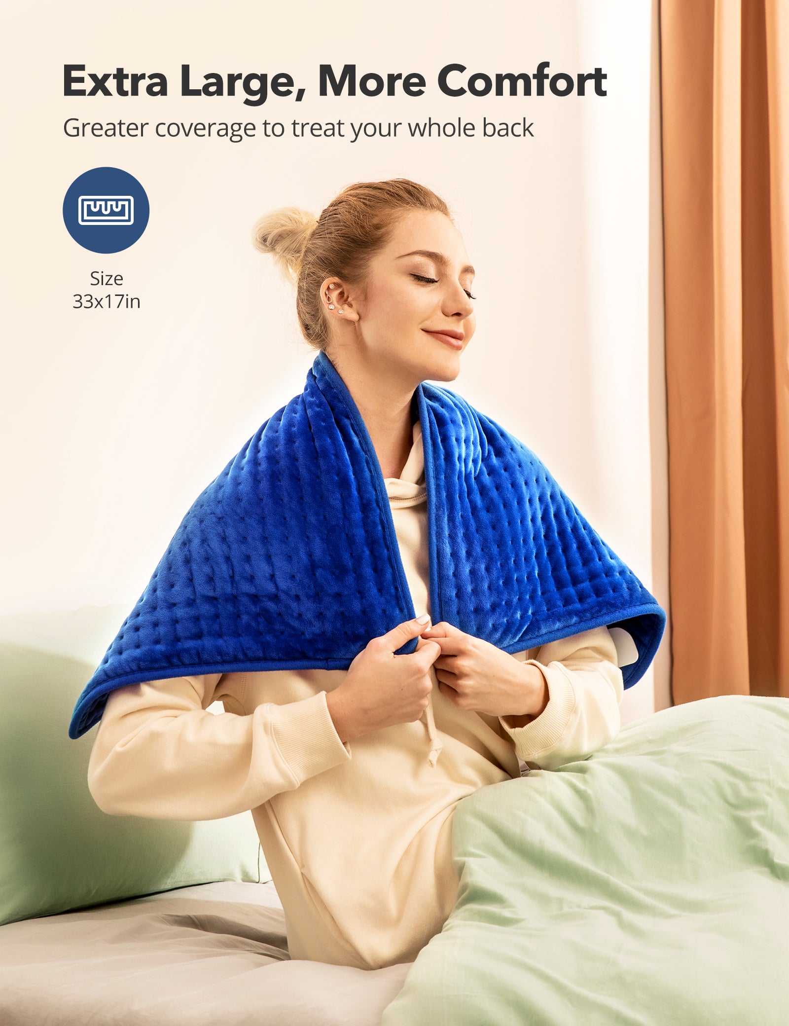 TaoTronics XXX-Large Heating Pad for Fast Relief fatigue, Sable [33'' x 17''] Ultra Soft Electric Heating Pad with 6 Heat Settings, Auto Off, Moist & Dry Heat Therapy for Neck Back Shoulder Relief and Cramps-WM