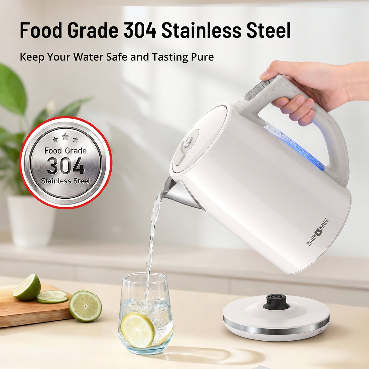 Electric Kettle EK023 Tea Kettle with 6 Temperature Settings, 1.7L Cordless Hot Water Boiler Heater, Strix Thermostat, Touch Control, Auto-Shutoff/Boil-Dry Protection, Keep Warm