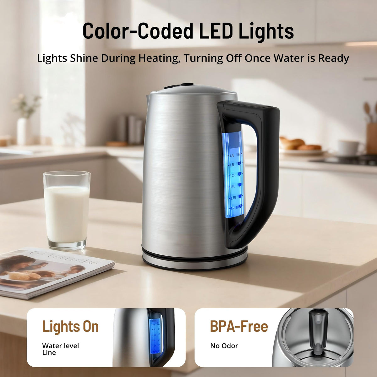 Electric Kettle, Temperature Control Stainless Steel Electric Tea Kettle-EK023